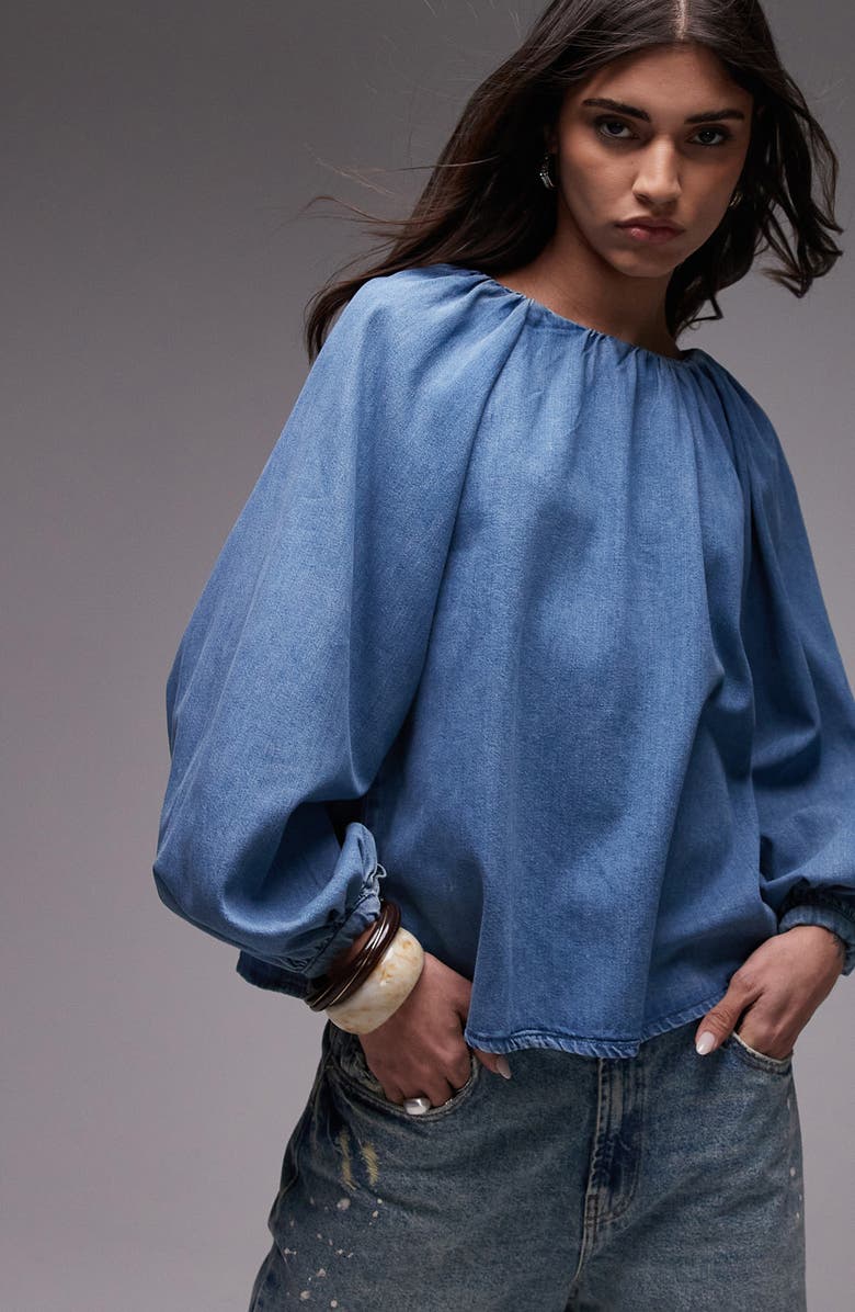 Puff Sleeve Denim Shirt