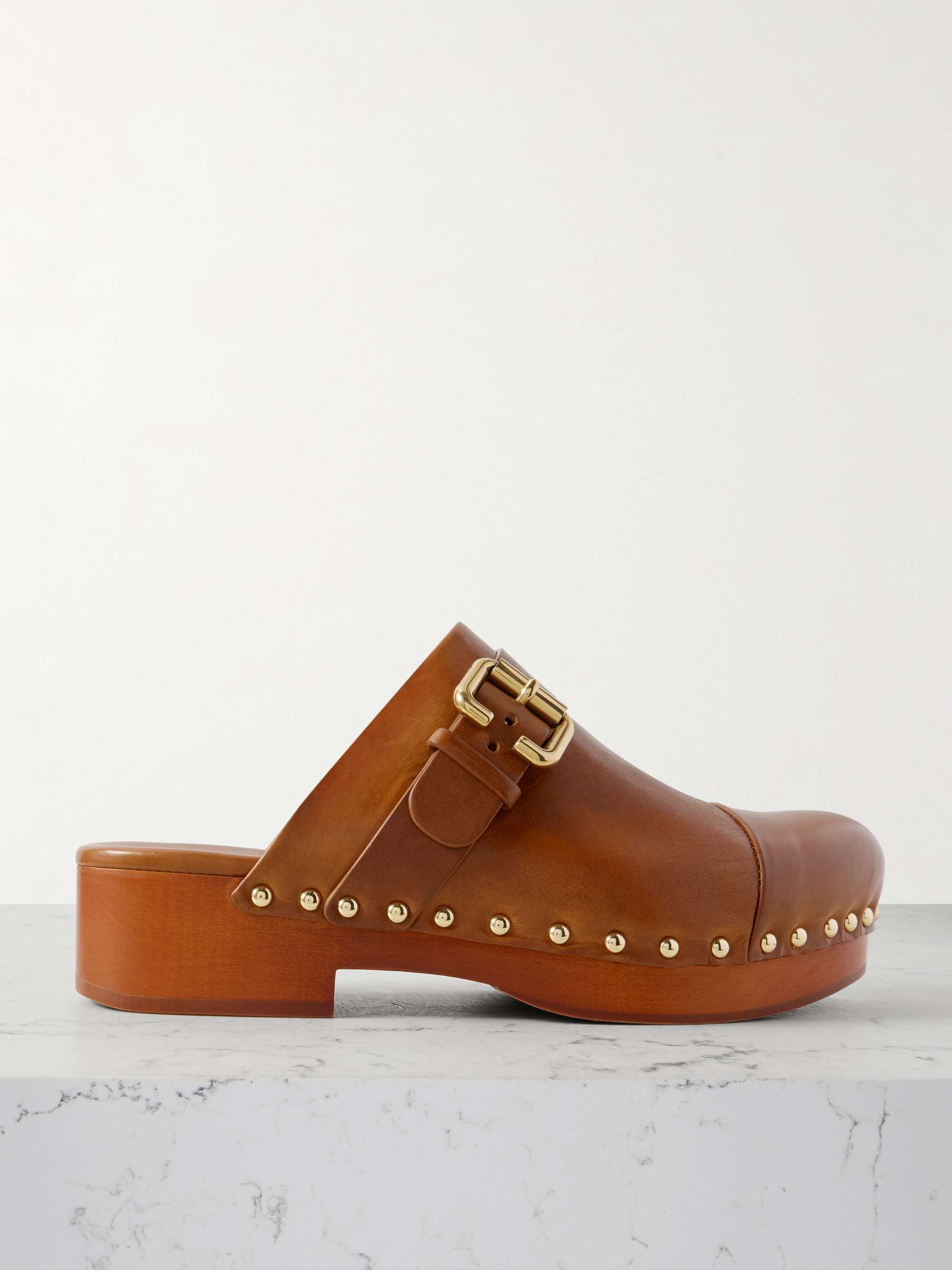 Jeannette Embellished Leather Clogs