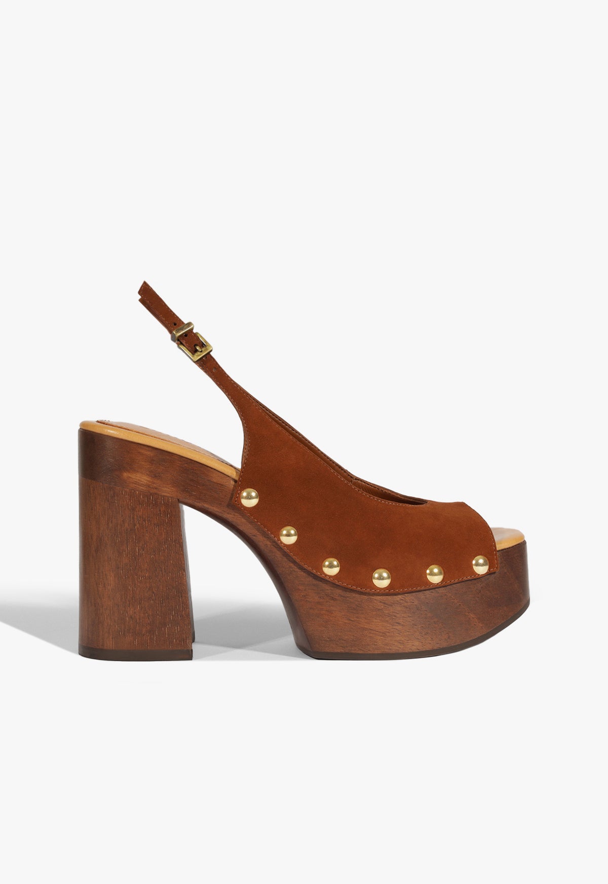 Rose Sling Platform Sandal - 5 / Brown / Suede