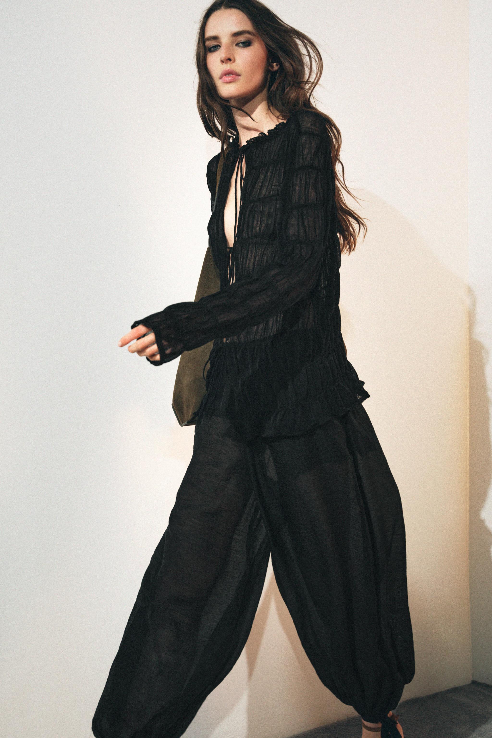 Zw Collection Tie Hem Bloomer Trousers