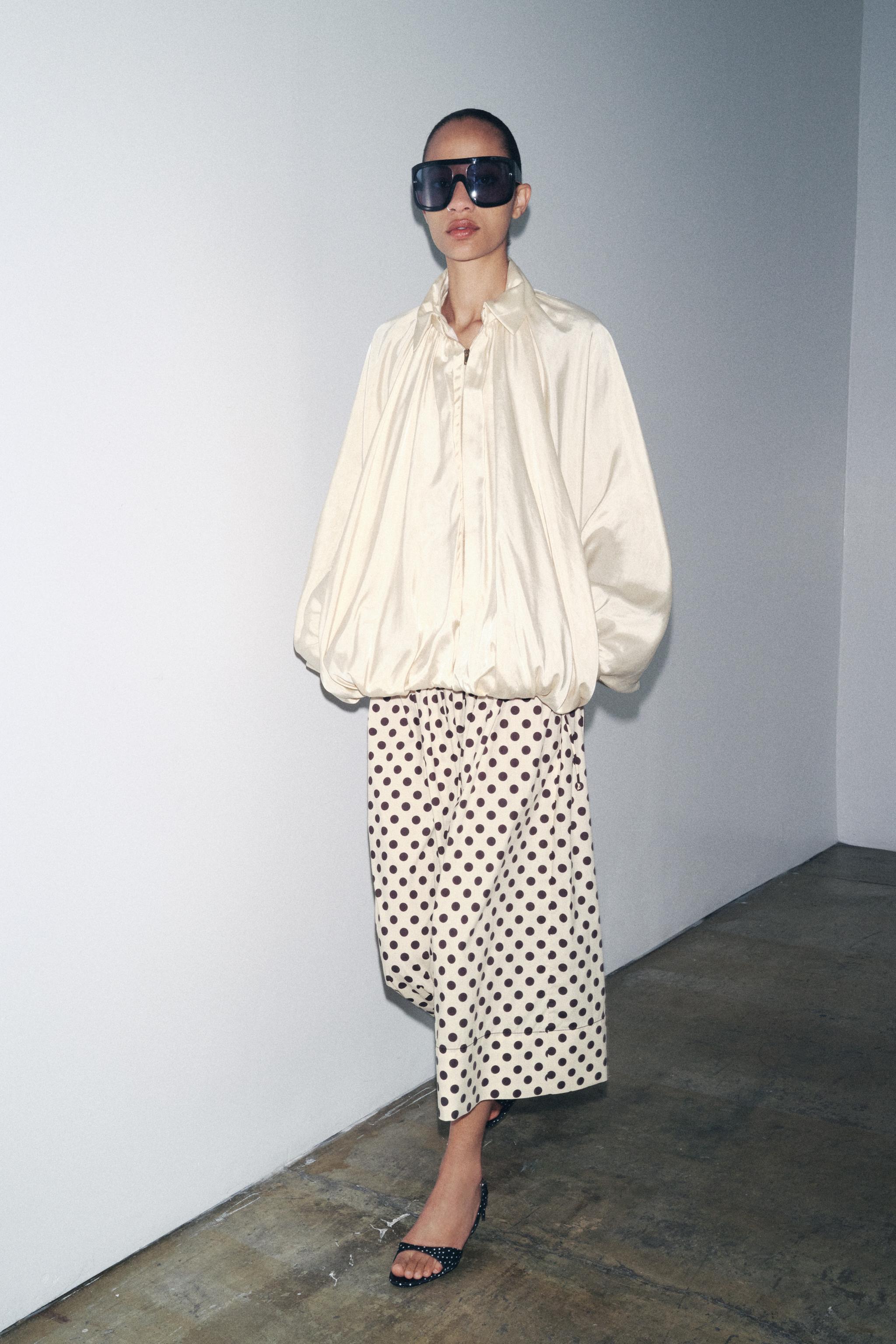 Zw Collection Polka Dot Midi Skirt