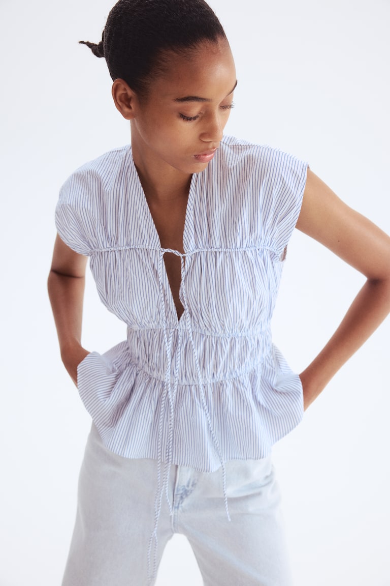 Drawstring Poplin Blouse