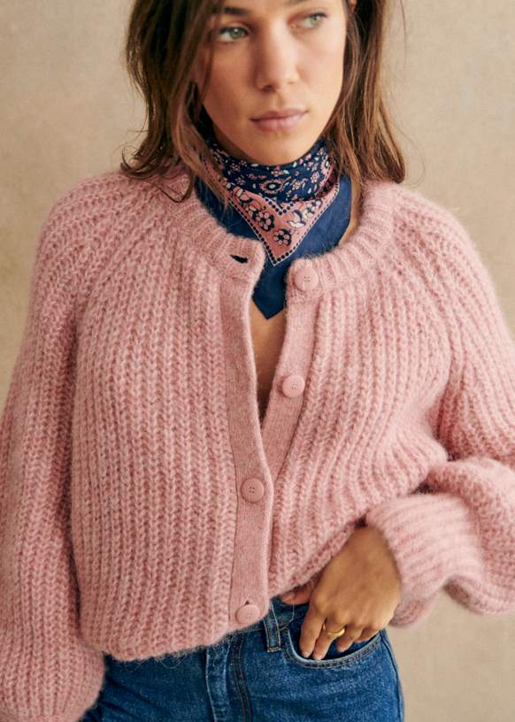 Emile Cardigan - Mottled Pink - Alpaca - Sézane