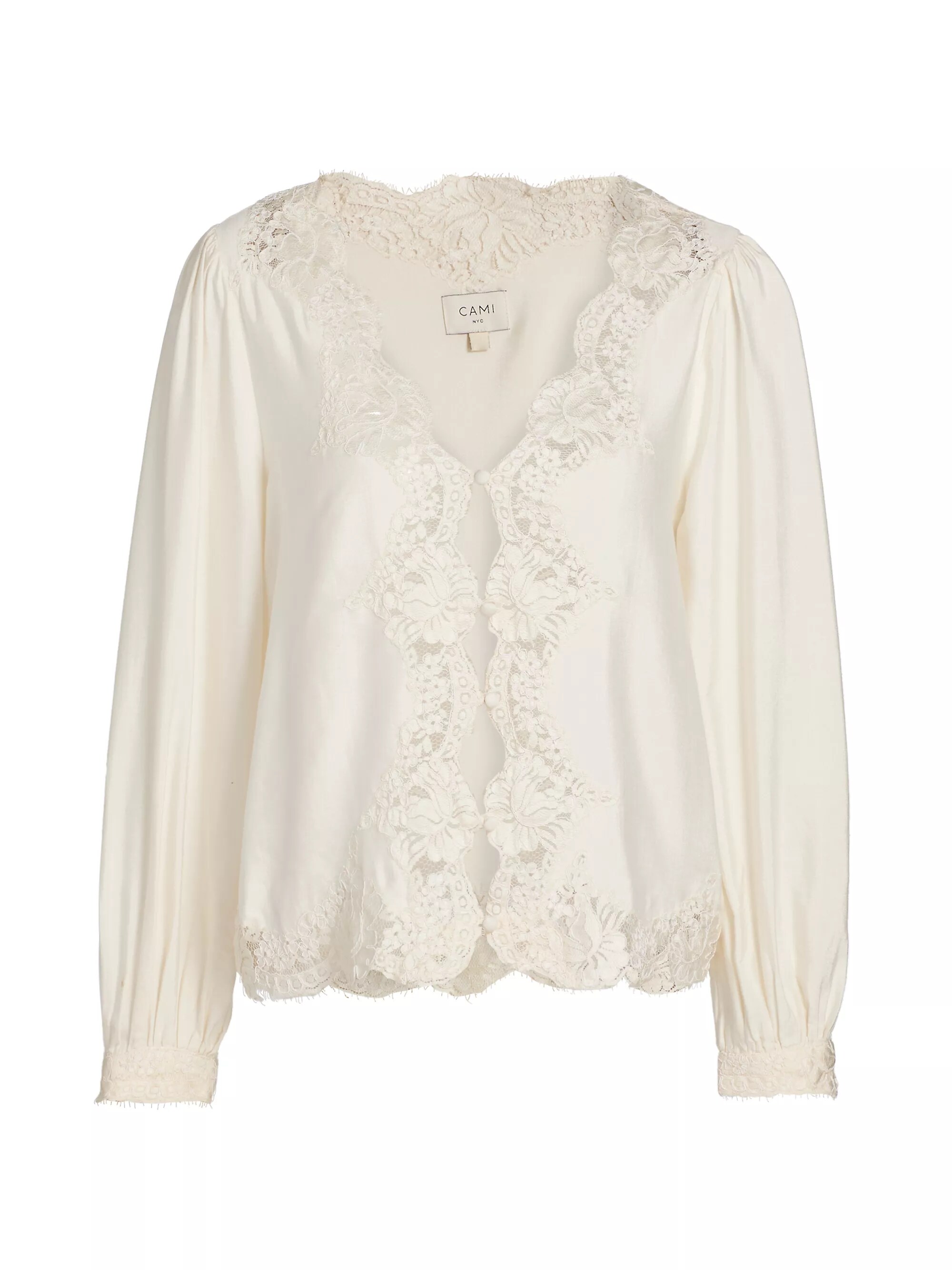 Yuri Lace-Trimmed Satin Blouse