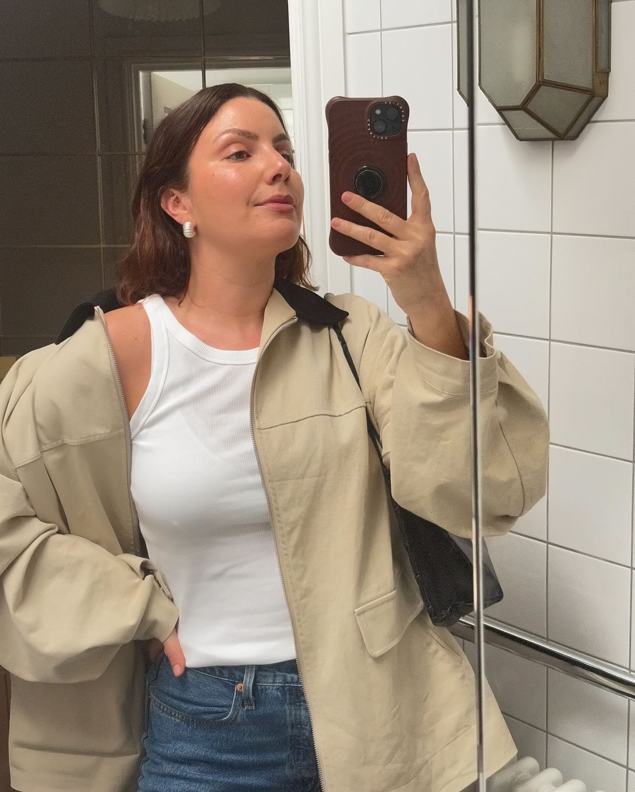 Emma Hoareau wears a cotton canvas jacket.