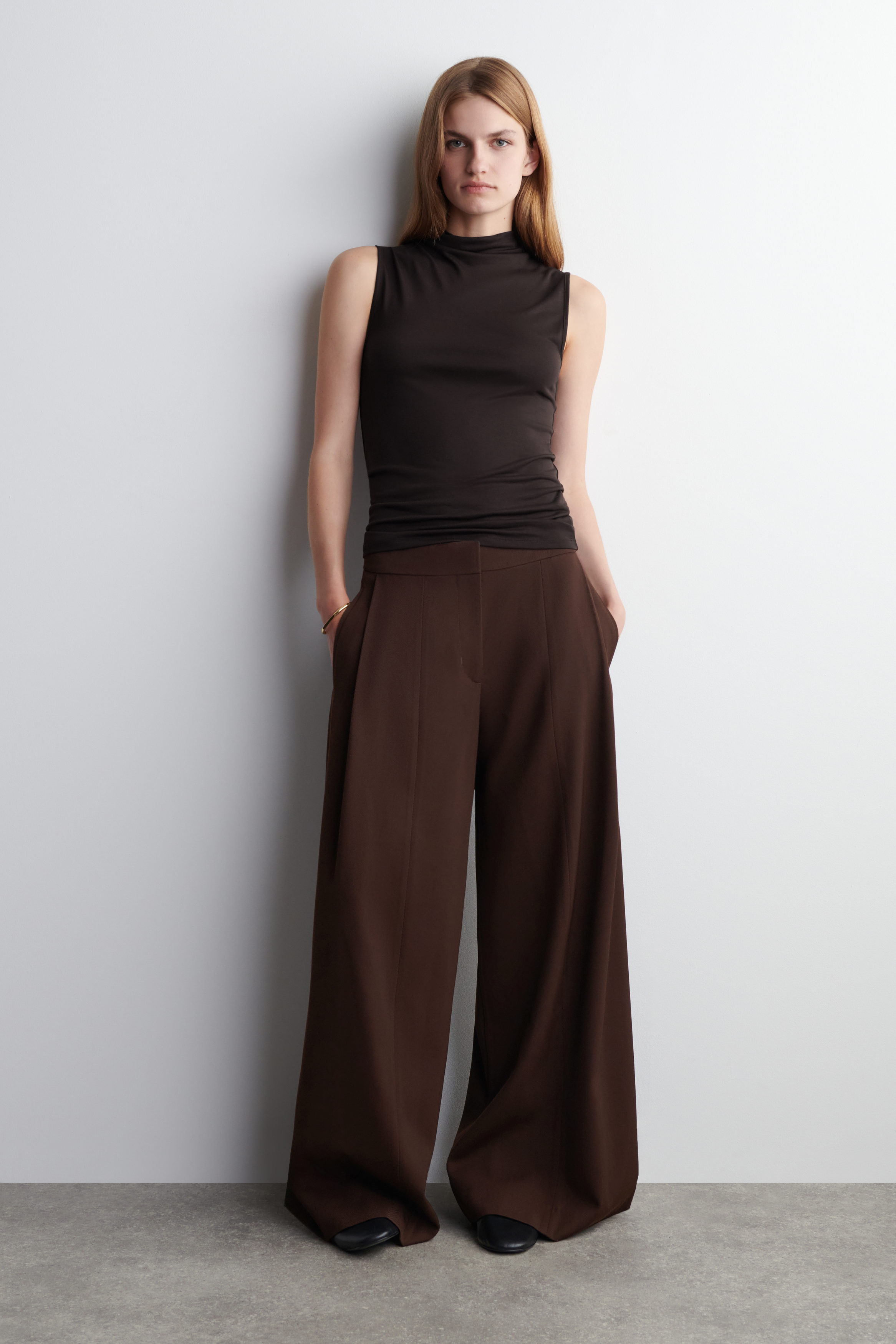 Relaxed Wool-Blend Wide-Leg Pants