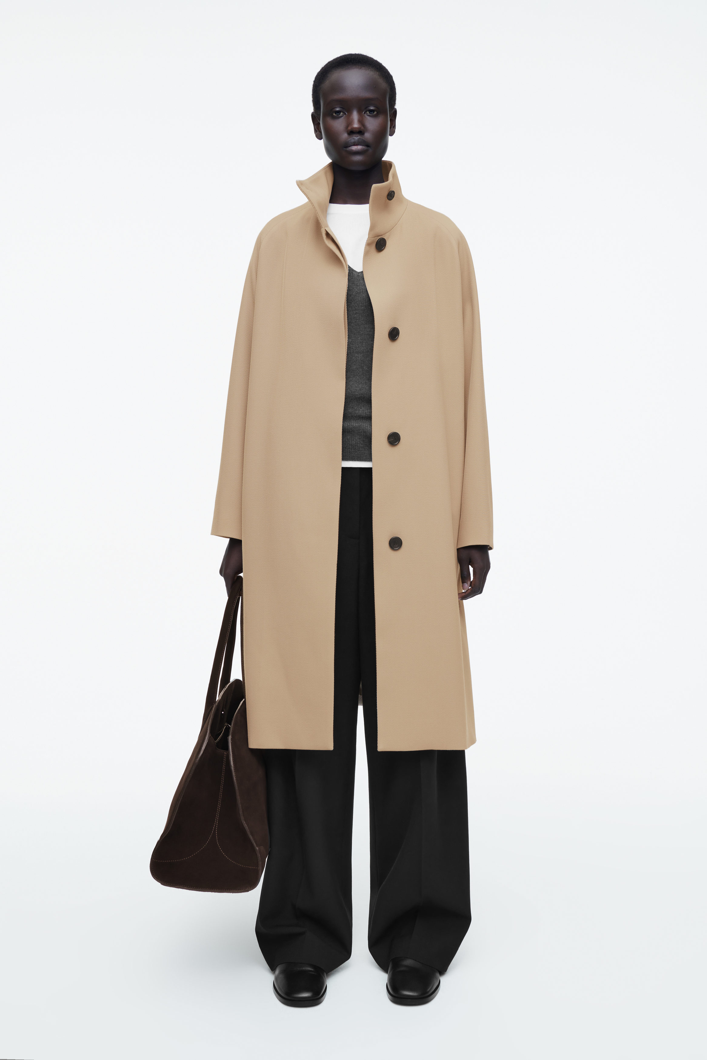 Trapeze Wool-Blend Coat