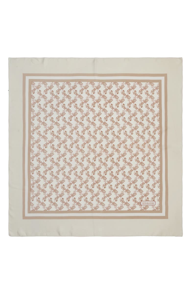 Horse & Carriage Print Silk Square Scarf