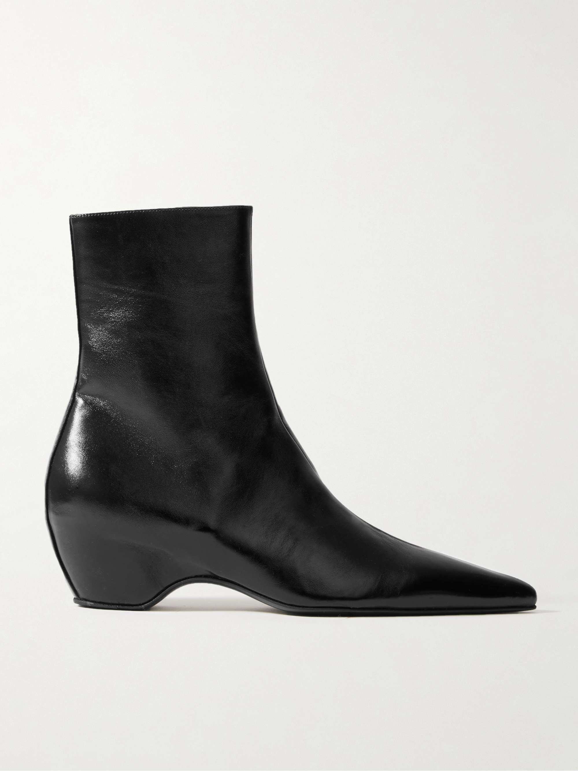 Sybil Glossed-Leather Ankle Boots