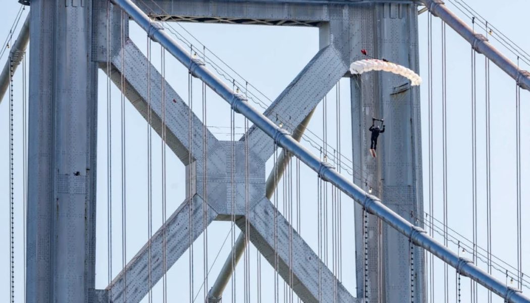 Sean MacCormac Became the First Person to Skysurf the San Francisco Bay Bridge — And He Did It Wearing Prada