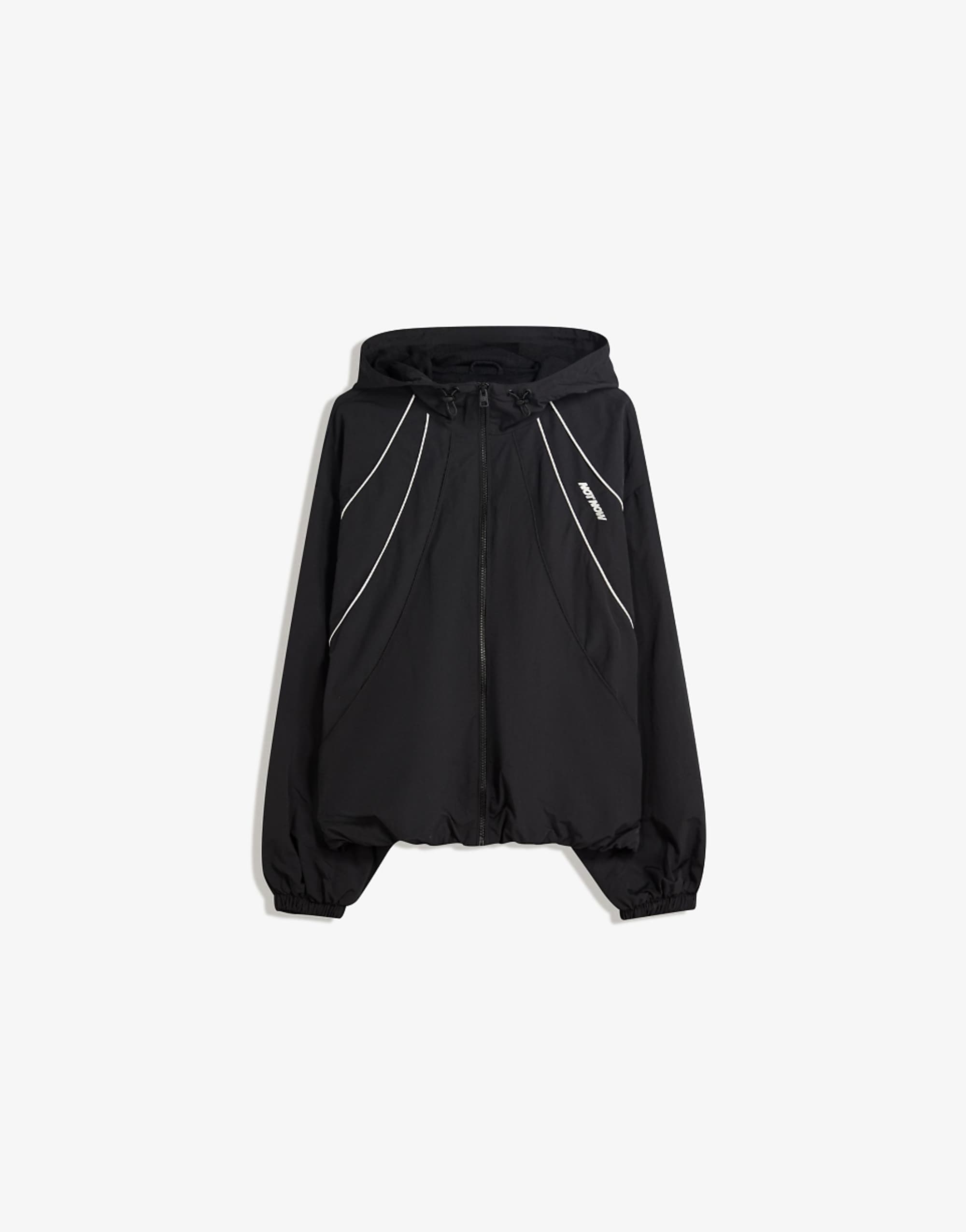 Bershka Lightweight Hooded Jacket in Black