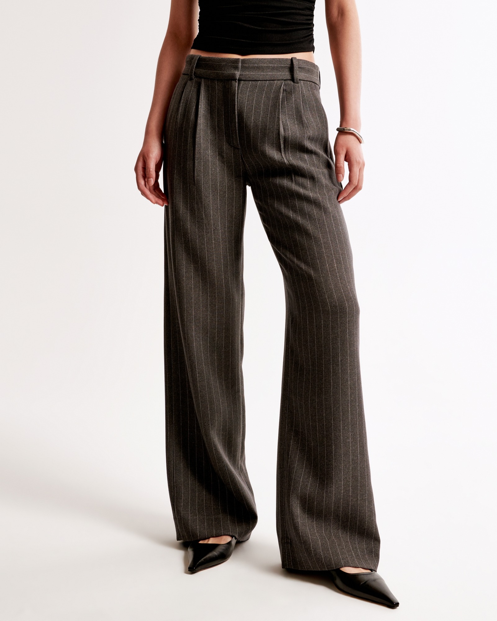 abercrombie, A&F Sloane Low Rise Tailored Wide Leg Pant