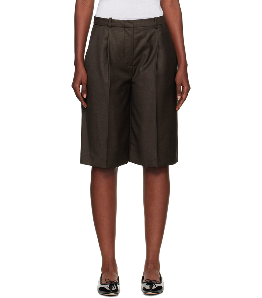 Loulou de Saison, Brown Adler Virgin Wool Bermuda Shorts