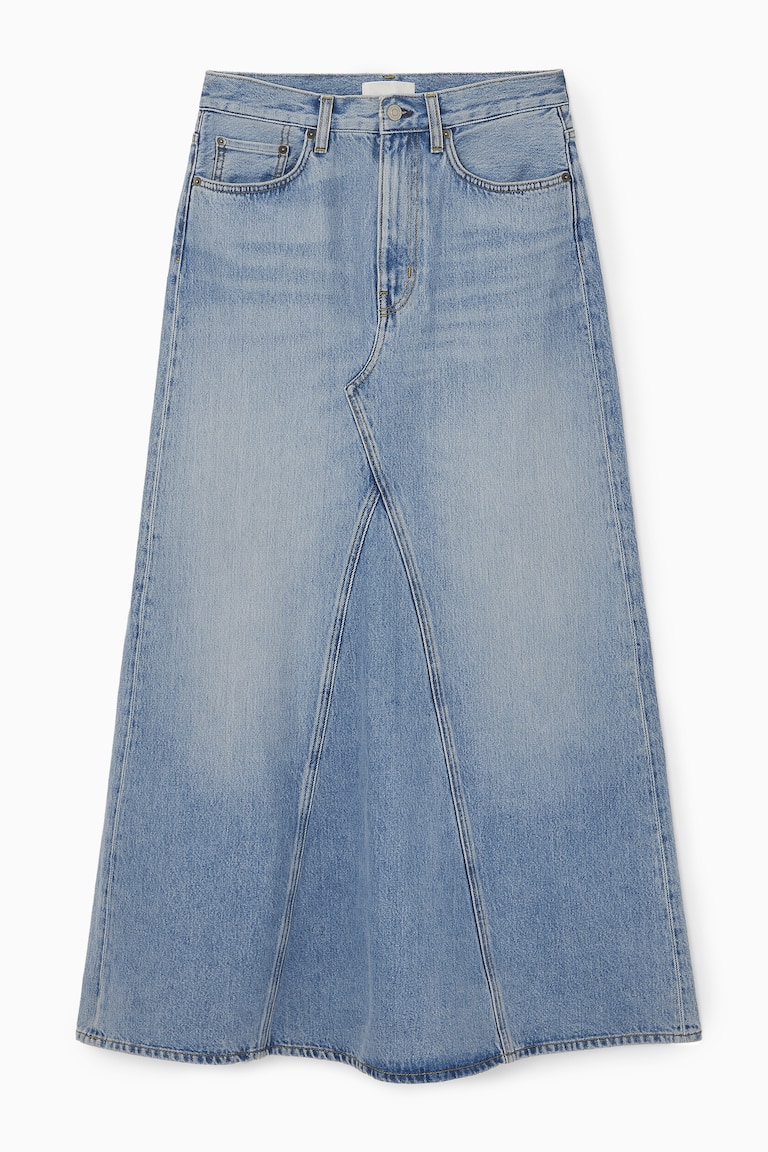 Panelled Denim Maxi Skirt