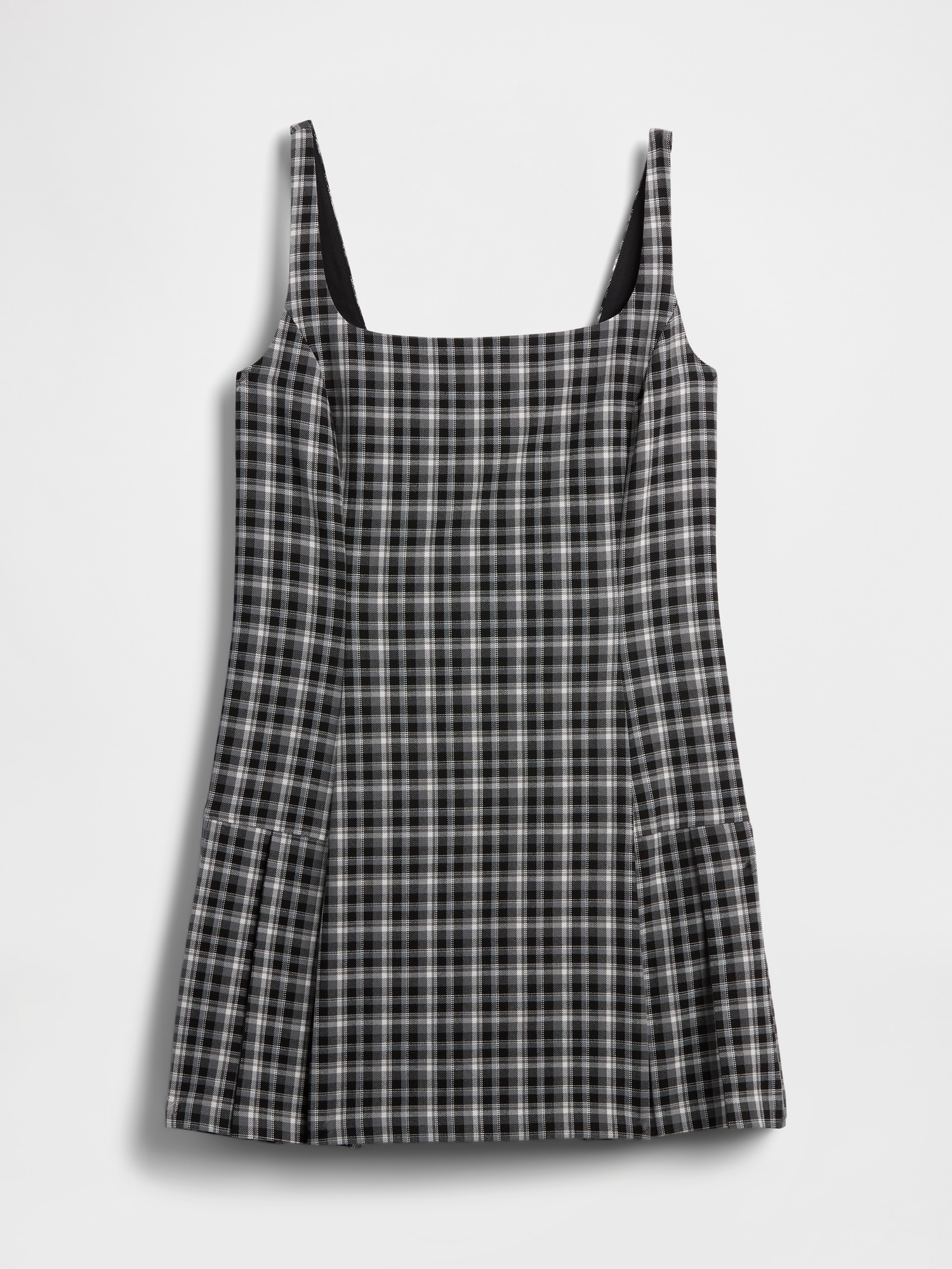 Square-Neck Pleated Mini Dress