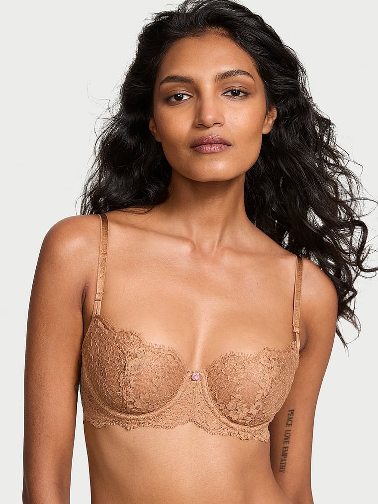 Victoria's' Secret Wicked Unlined Lace Balconette Bra in toffee