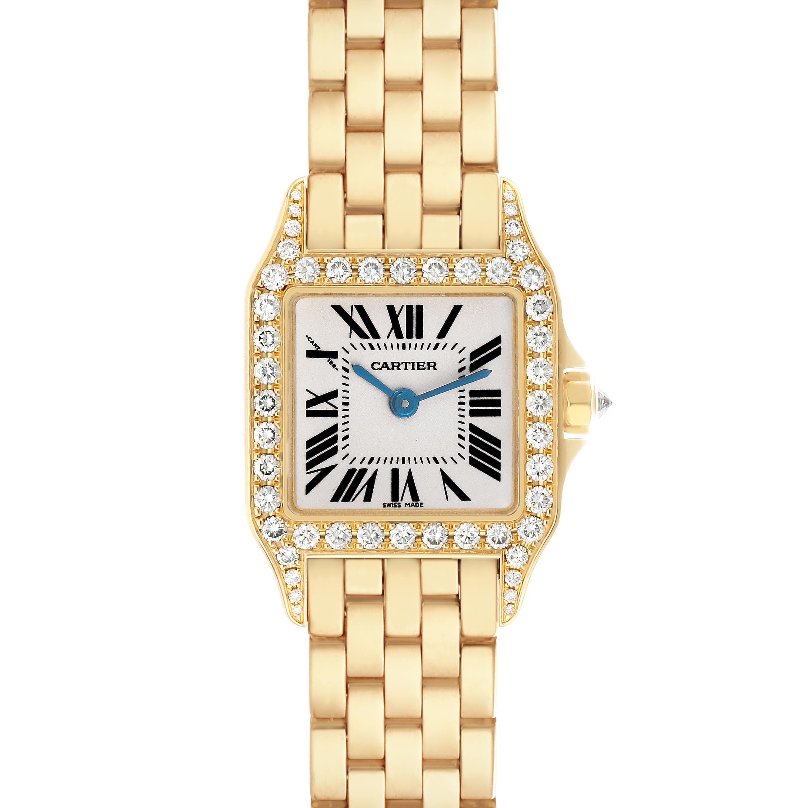 Cartier Santos Demoiselle Small Yellow Gold Diamond Ladies Watch Wf9001y7