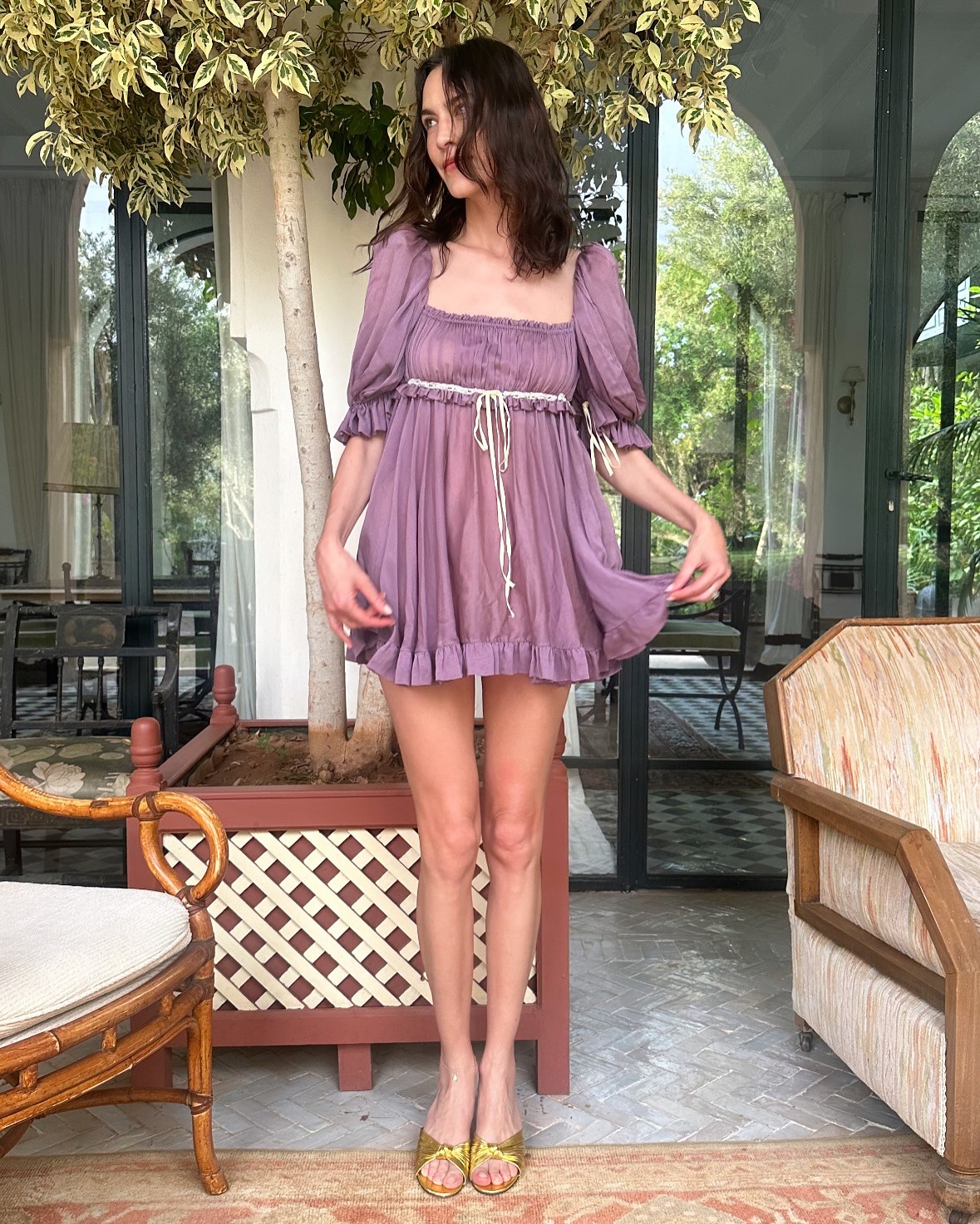 Alexa Chung wears the Chloe swing mini dress from the spring/summer 2025 runway show in a recent image from their Instagram.
