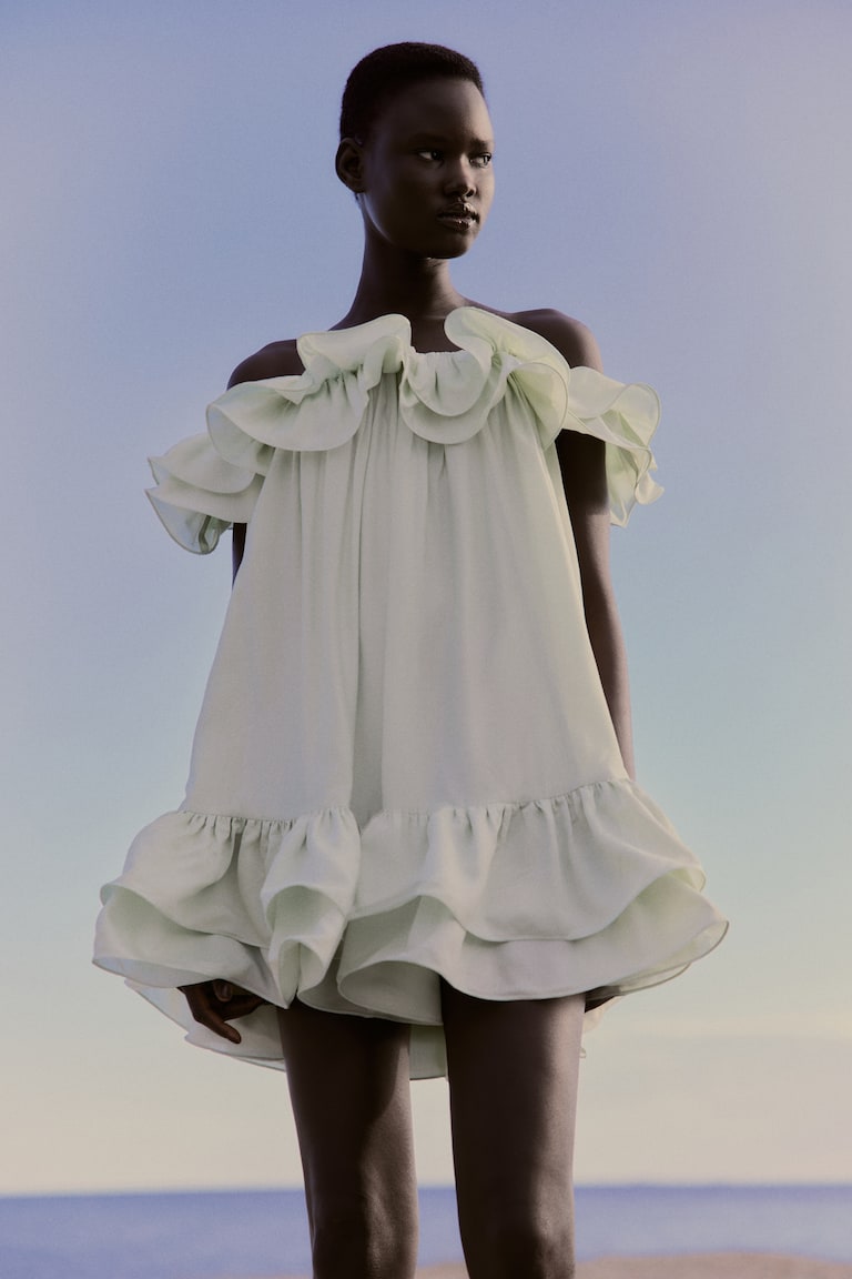 Frilled Off-The-Shoulder Dress