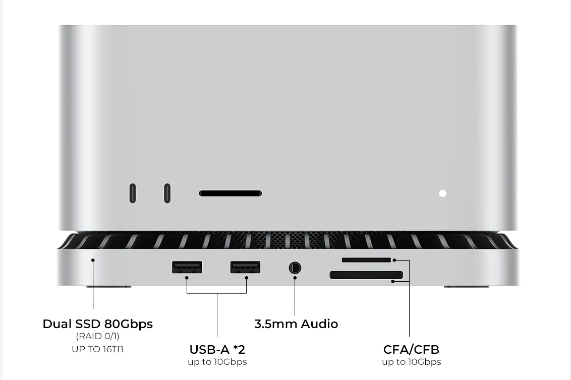 Mac Studio with RayCue base under it.