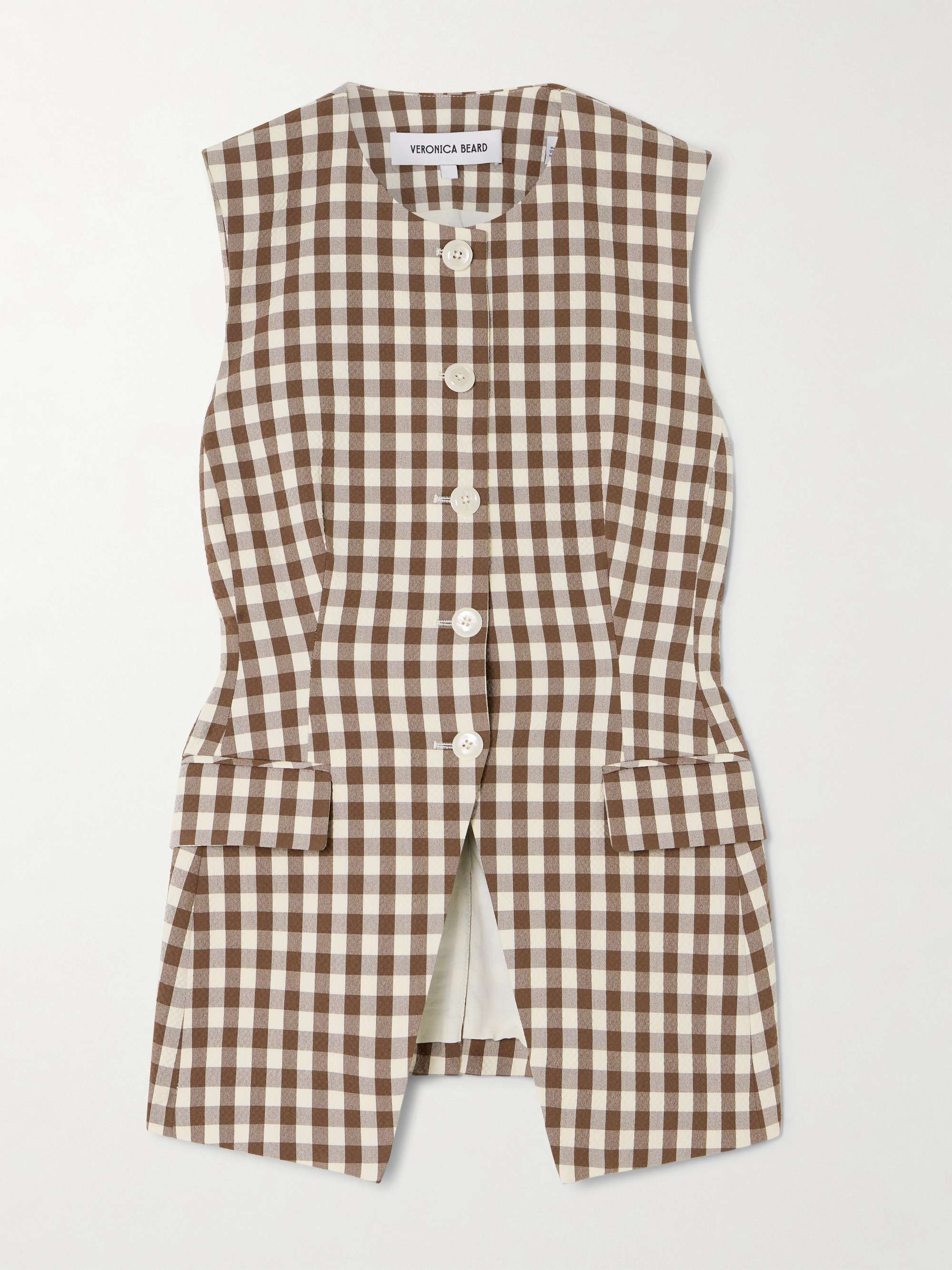 Lois Gingham Cotton-Blend Seersucker Vest