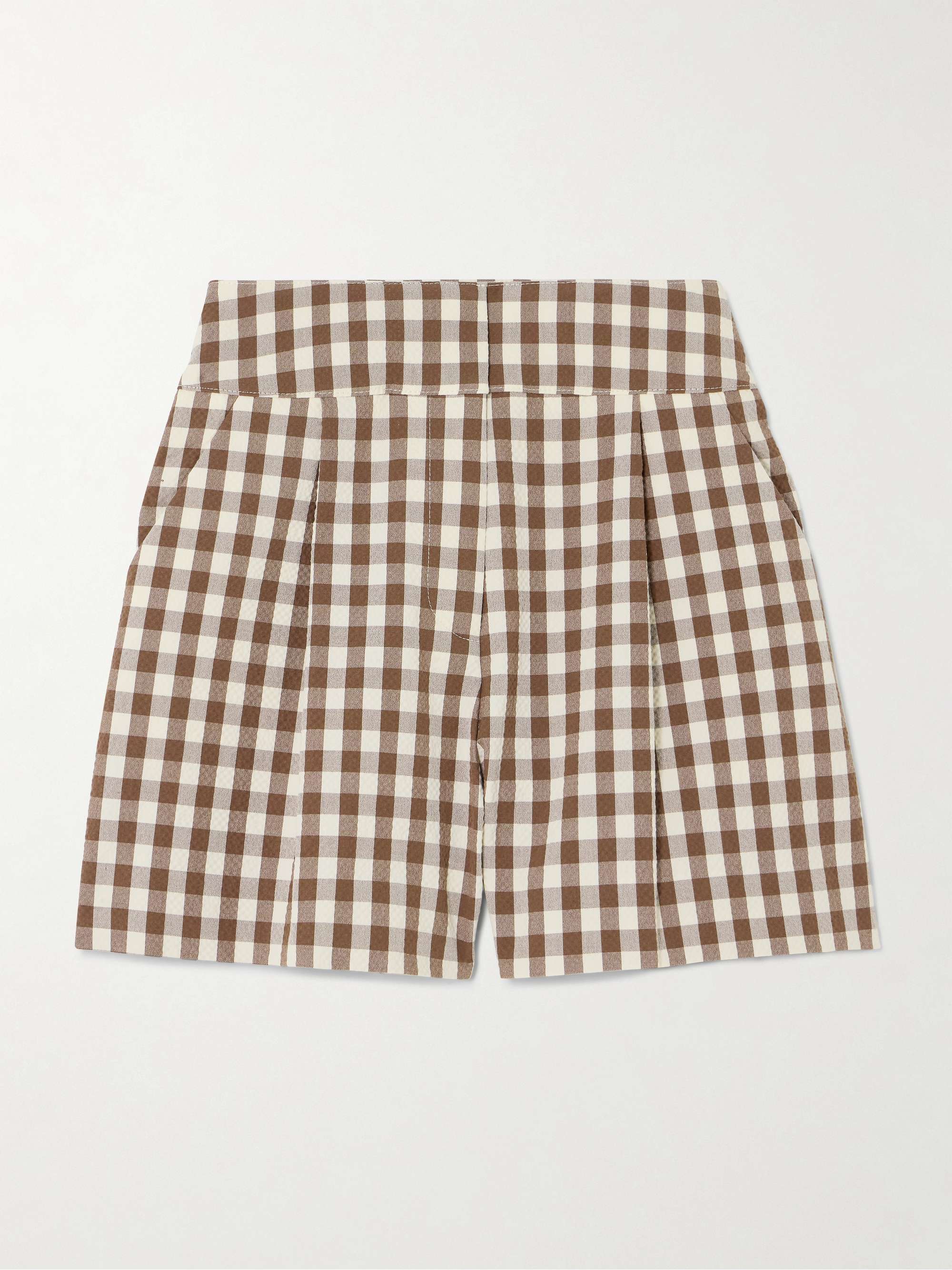 Haina Pleated Gingham Cotton-Blend Seersucker Shorts