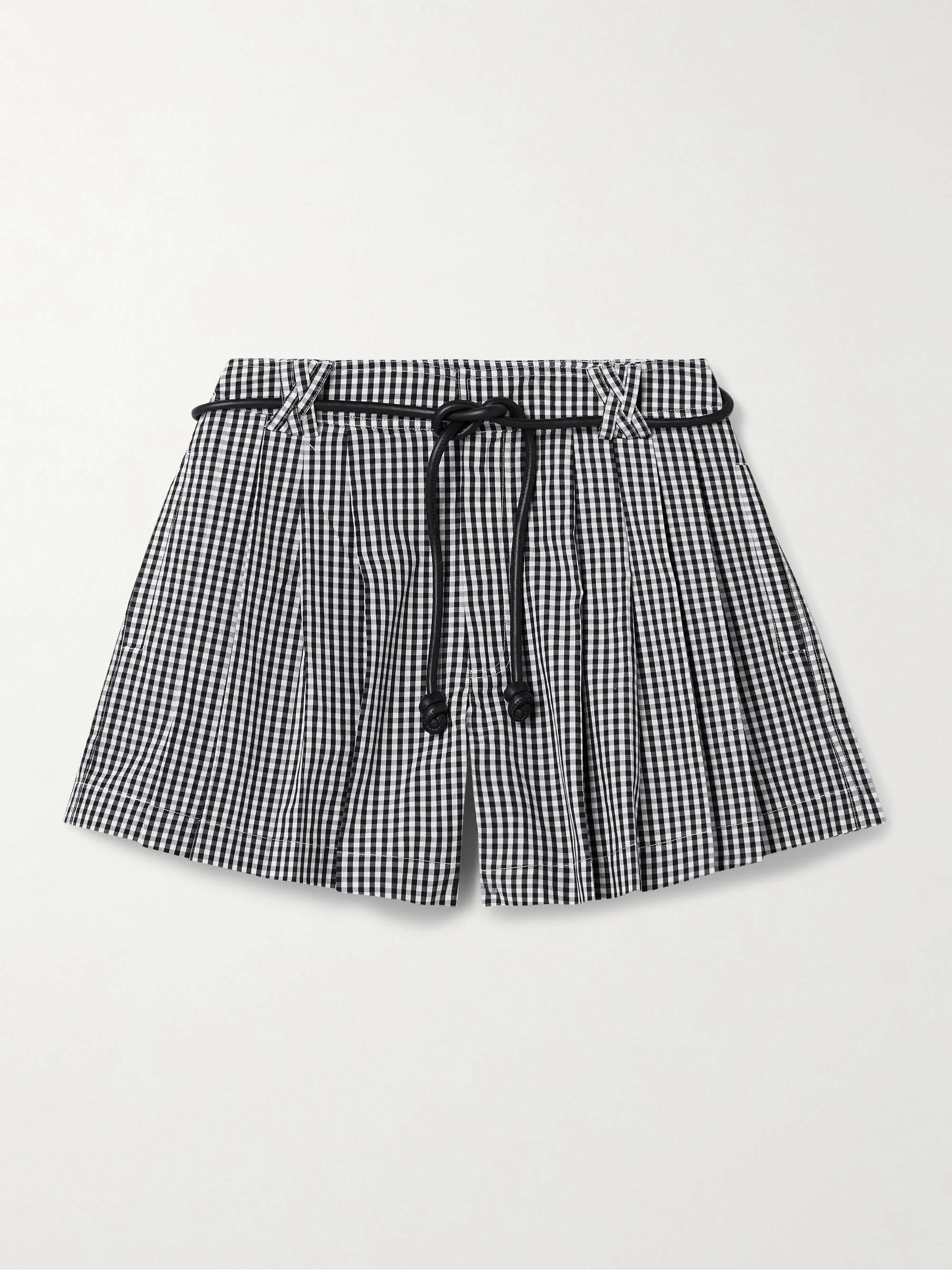 Neci Belted Pleated Gingham Cotton-Poplin Shorts