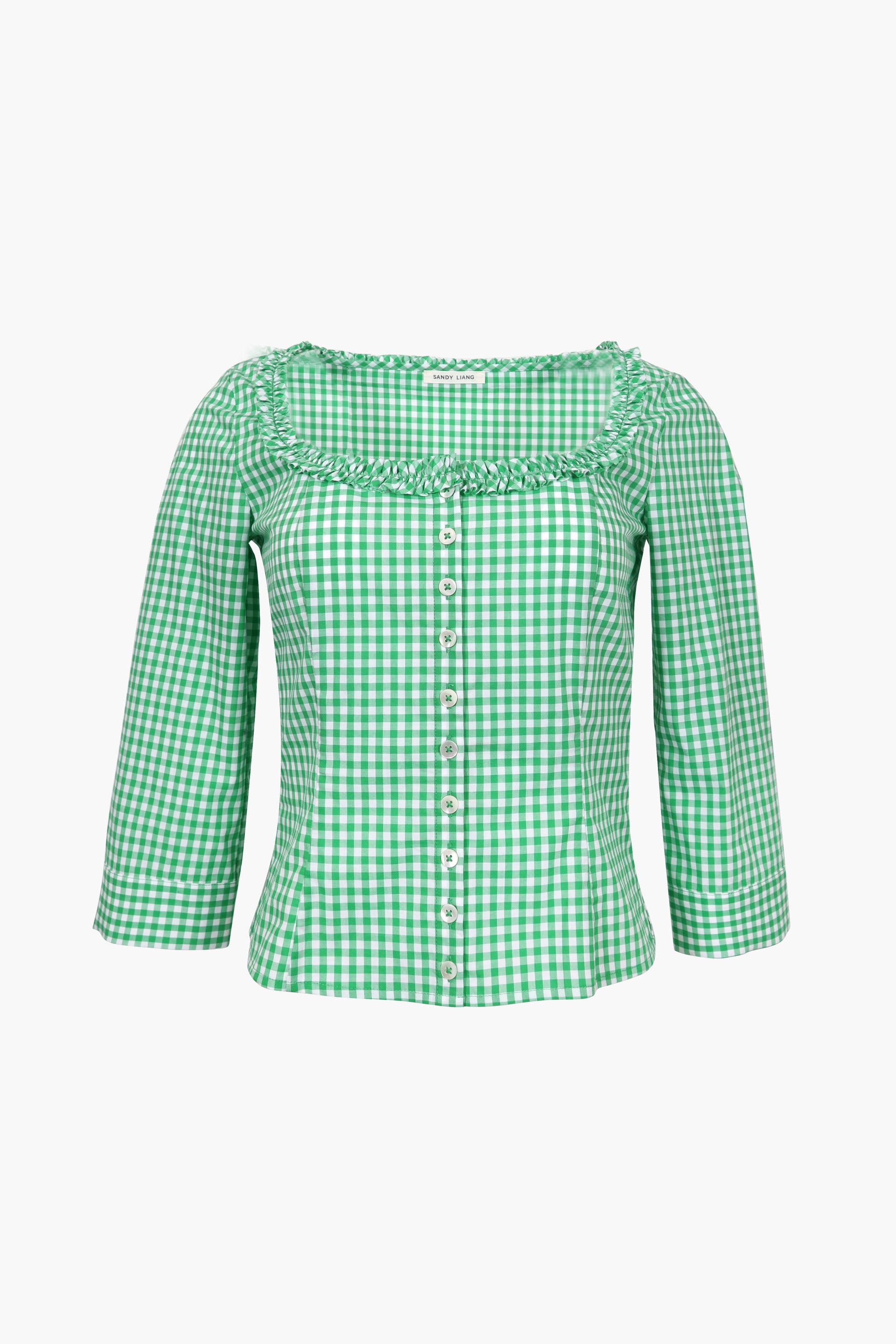 Simona Top in Green Gingham