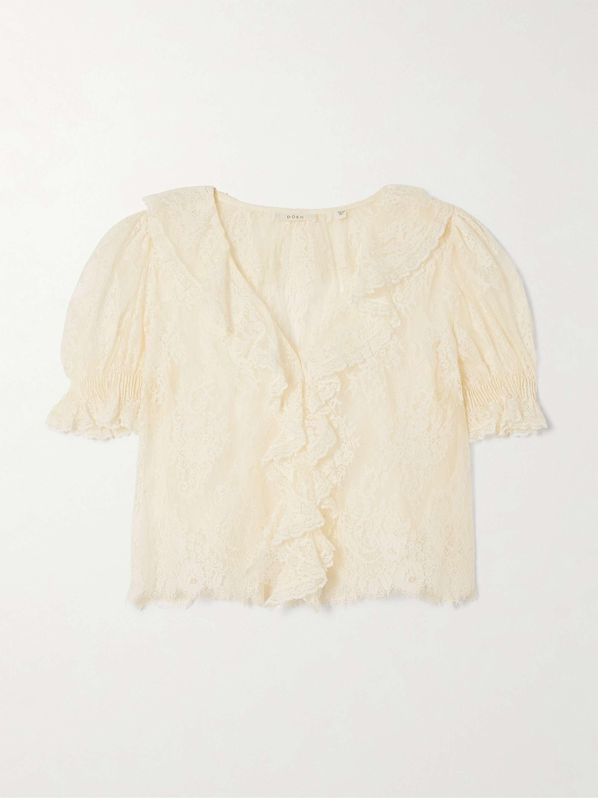 Henri Ruffled Pintucked Lace Blouse