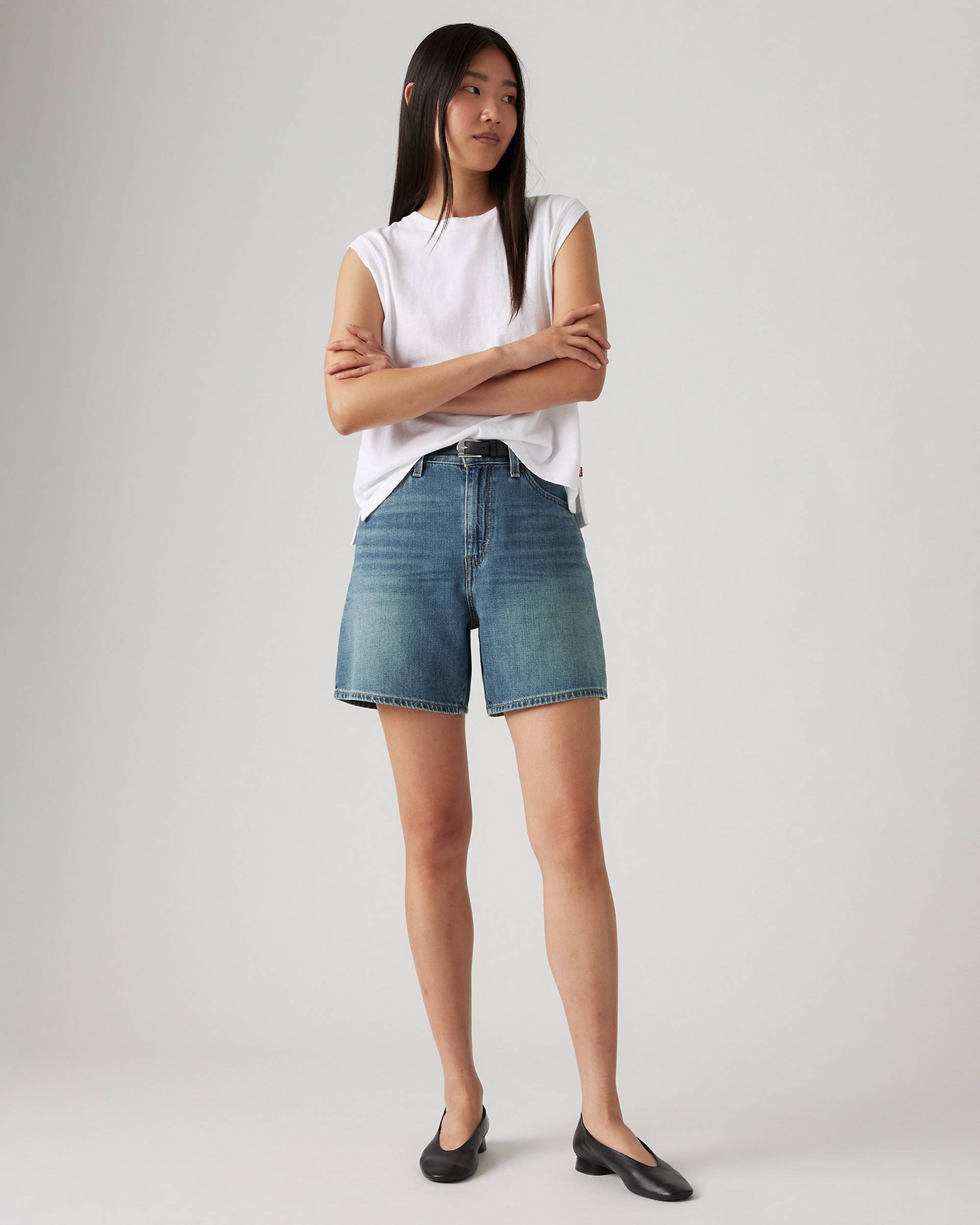 Levi's, High Rise Baggy Linen+ Denim Lightweight Women's Shorts