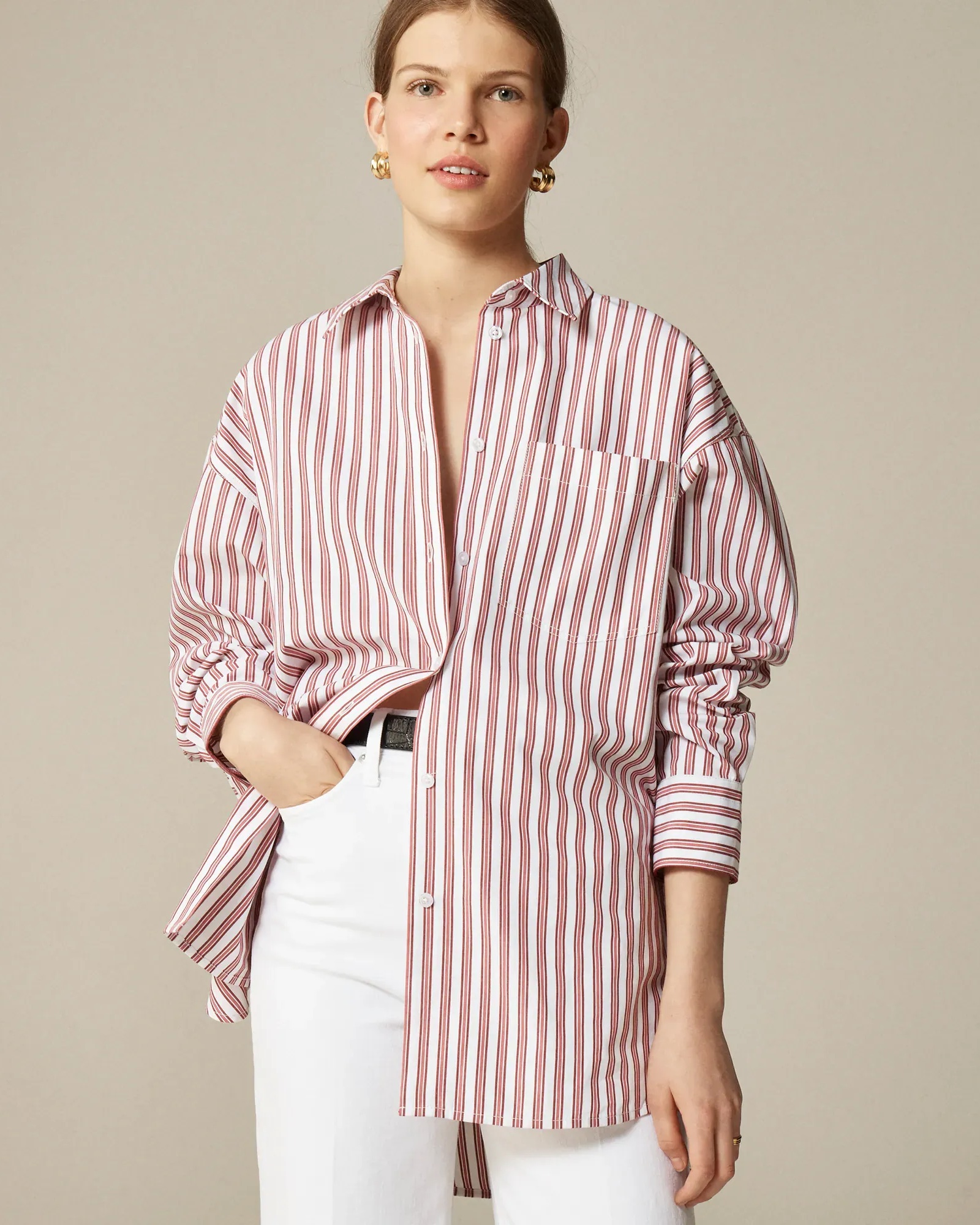 J.Crew, Étienne Oversized Shirt in Striped Cotton Poplin