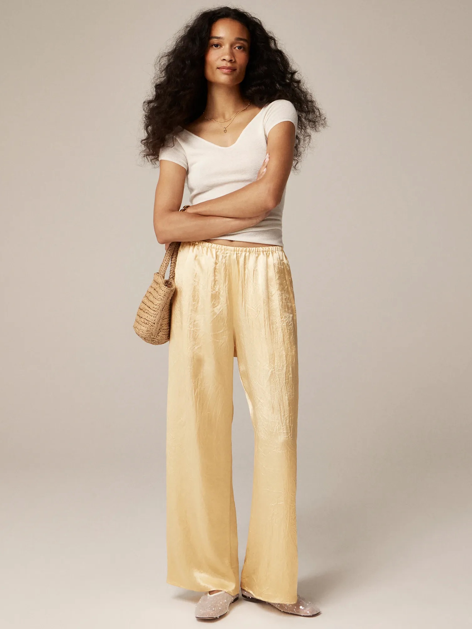 J.Crew, Cosmo Cropped Pant in Textured Satin