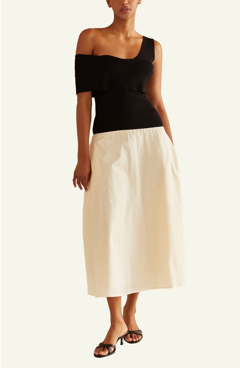 Contrast One Shoulder Midi Dress