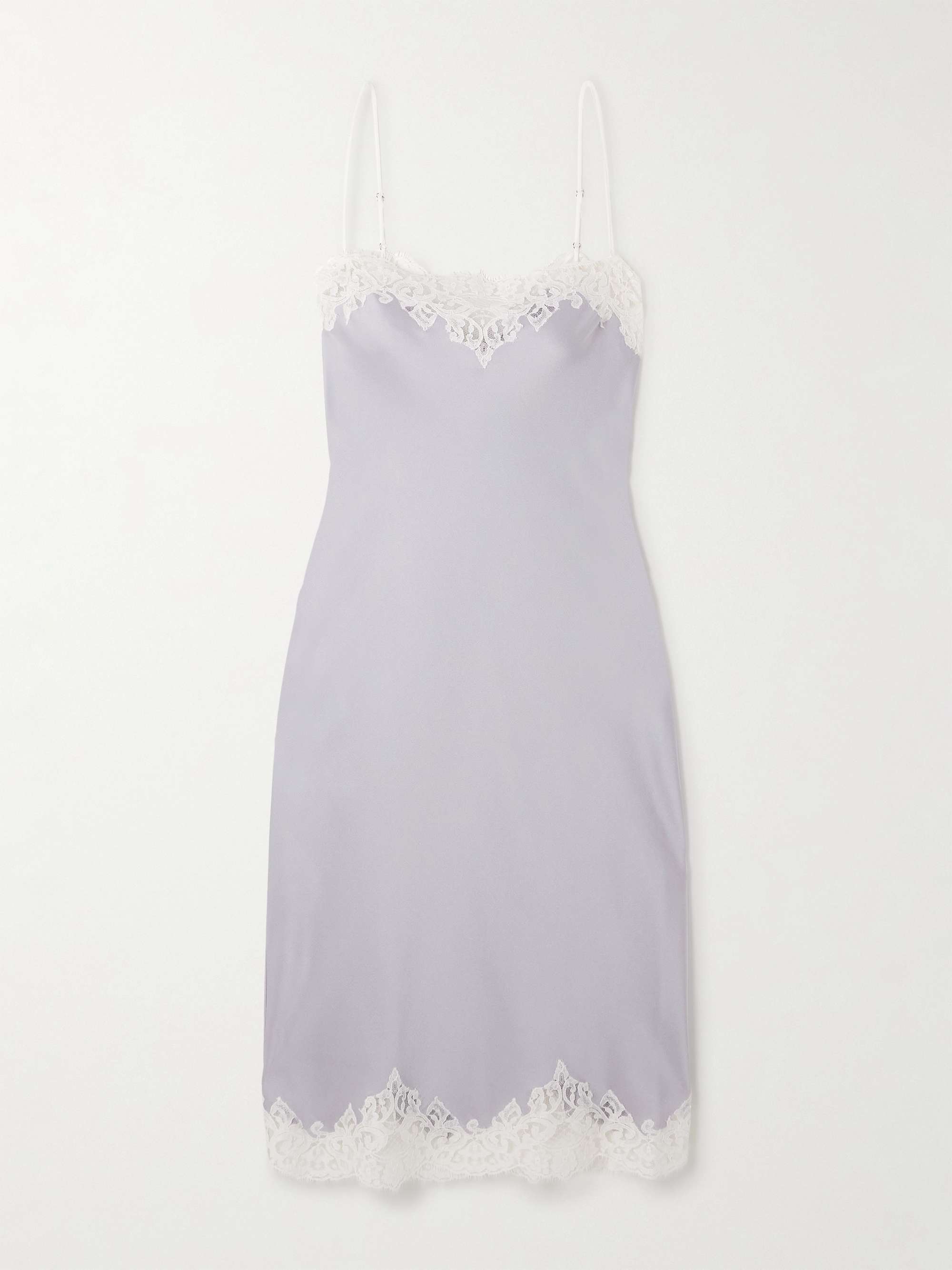 Lace-Trimmed Satin-Crepe Dress