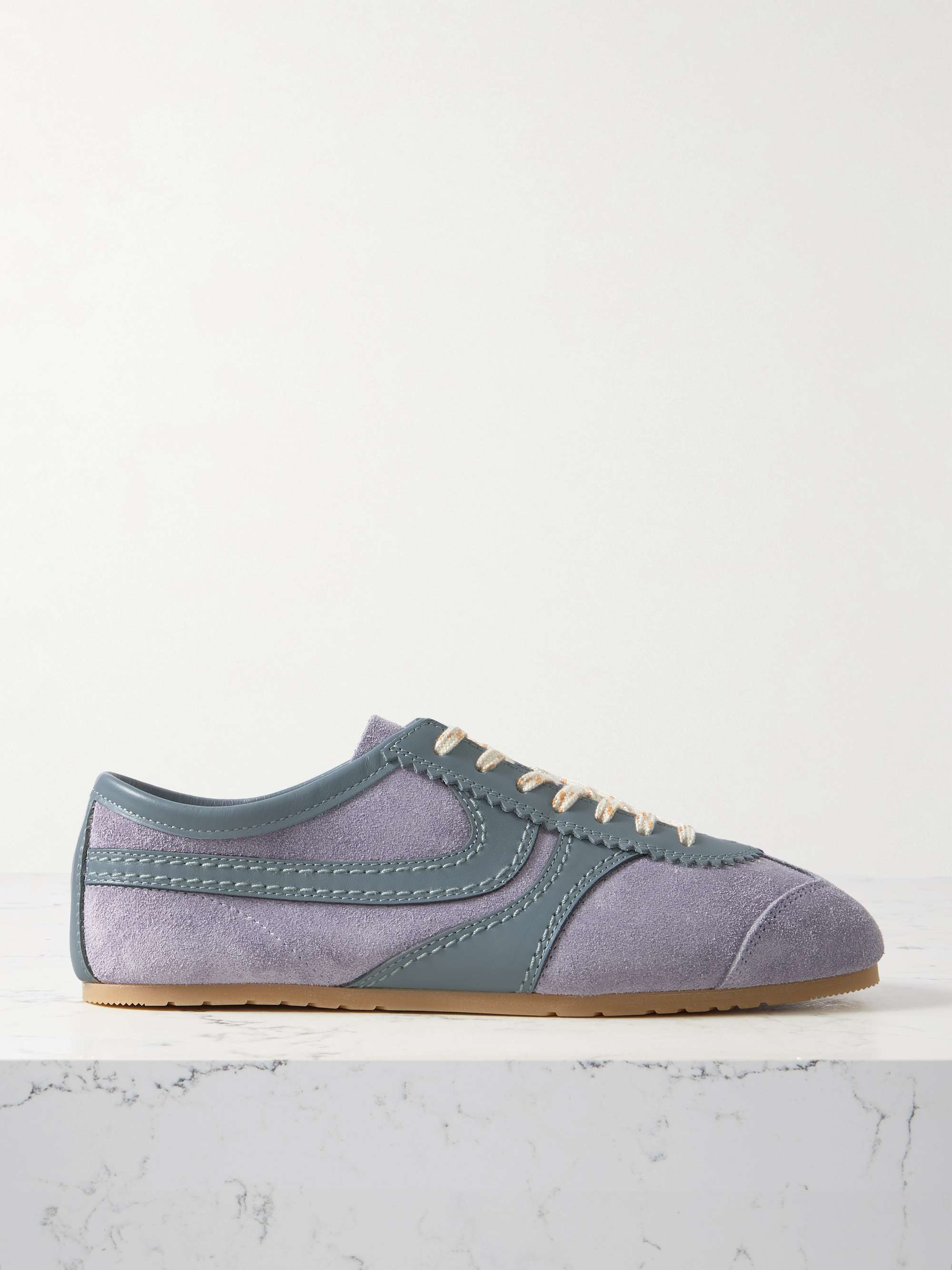 Leather-Trimmed Suede Sneakers