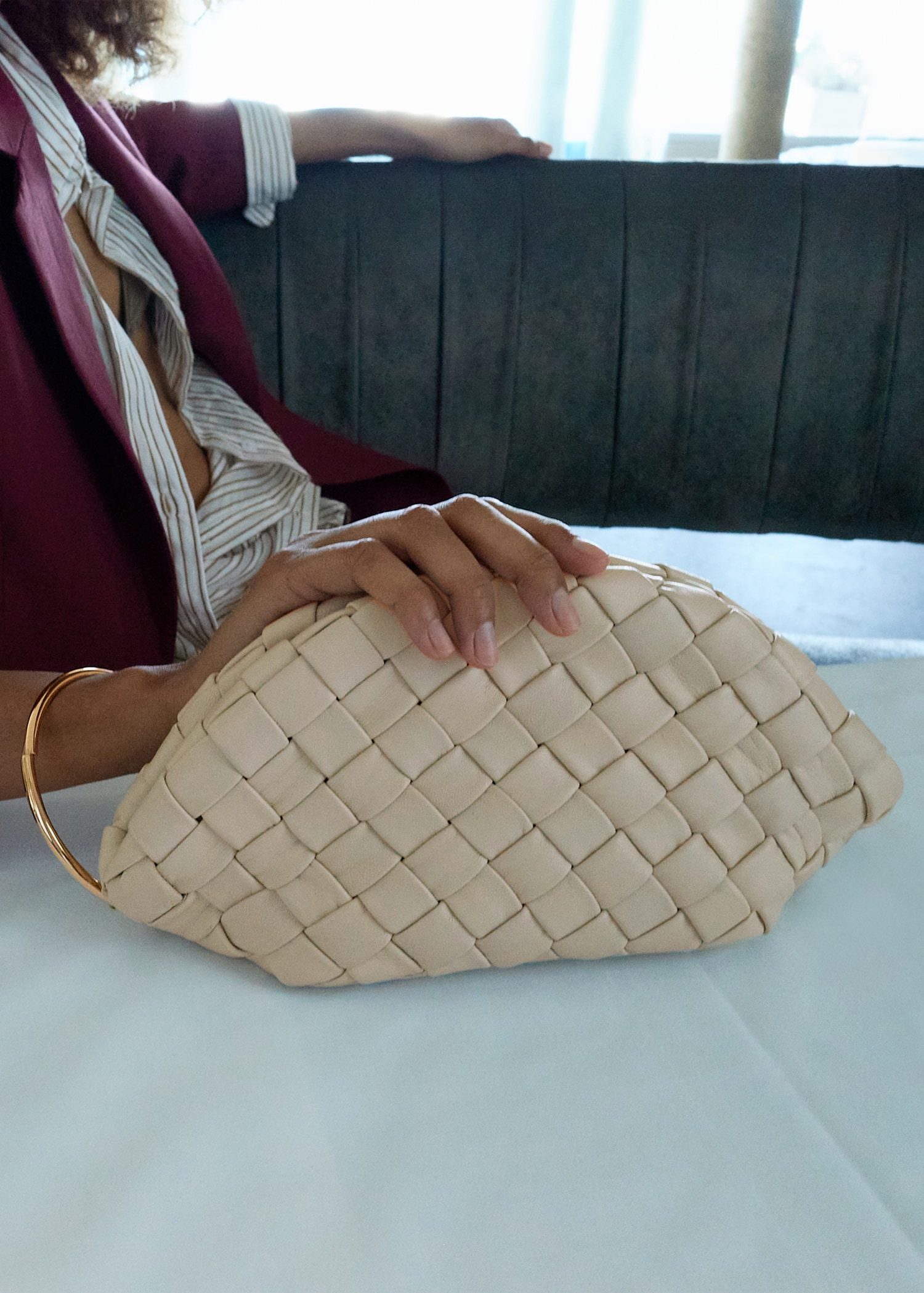 Braided Leather Clutch Bag - Women | Mango United Kingdom