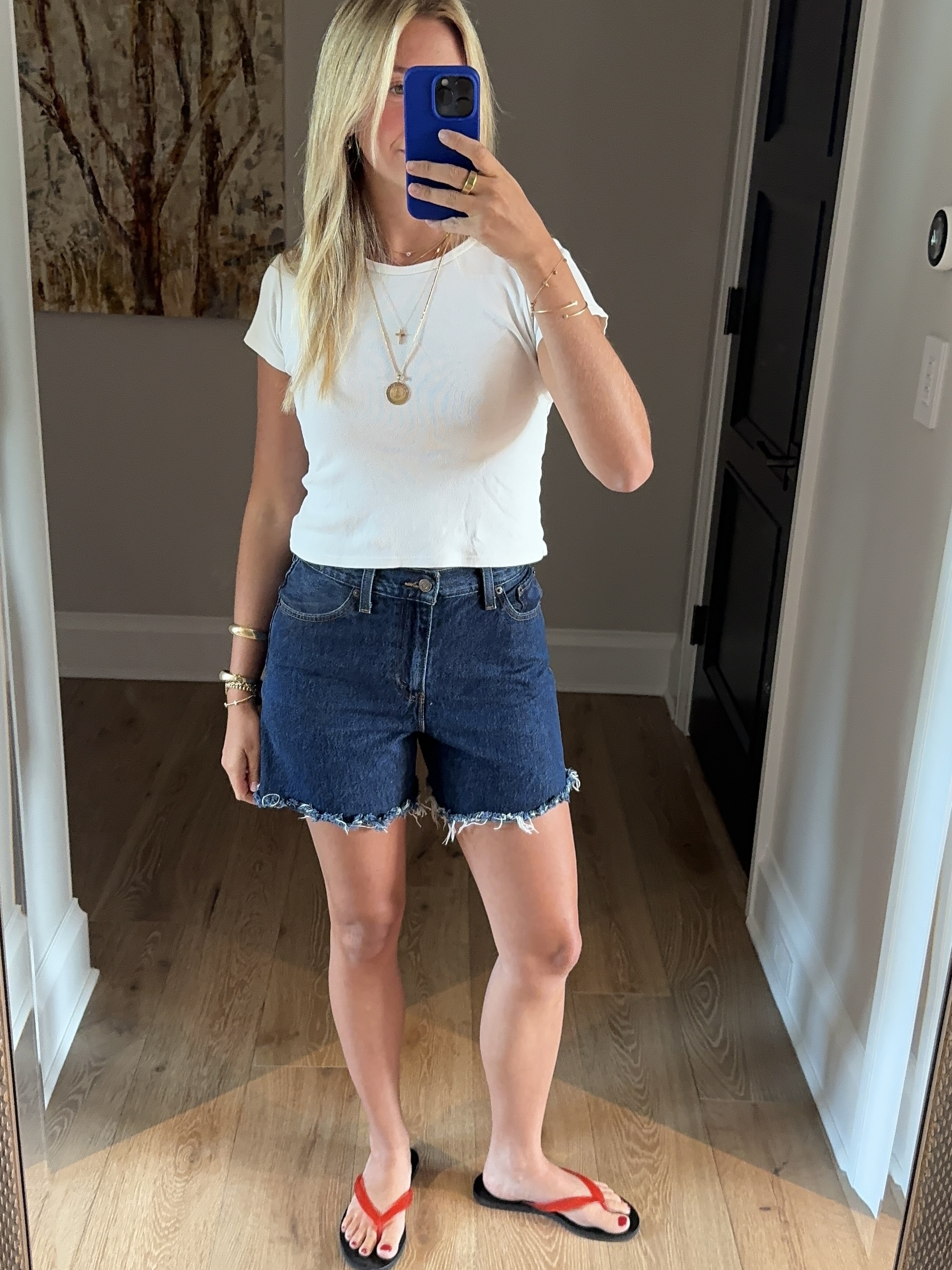 bailey burke in levi's denim shorts