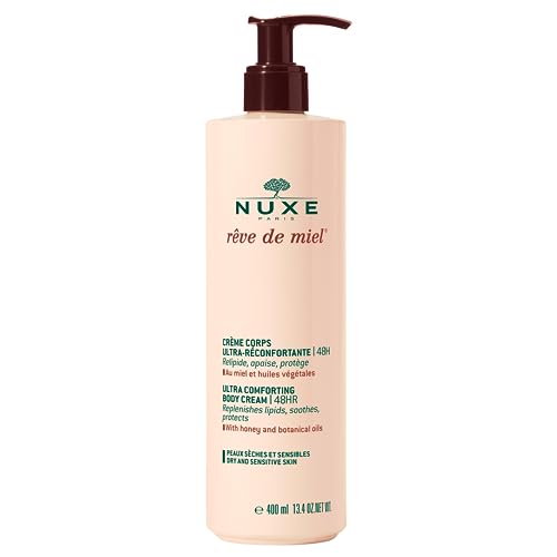 Nuxe Rêve De Miel Ultra-Comforting Body Cream 400ml, 48-Hour Moisturising Body Cream, Reduces Redness & Soothes Tugging Sensations, for Lasting Comfort, Vegan Formula