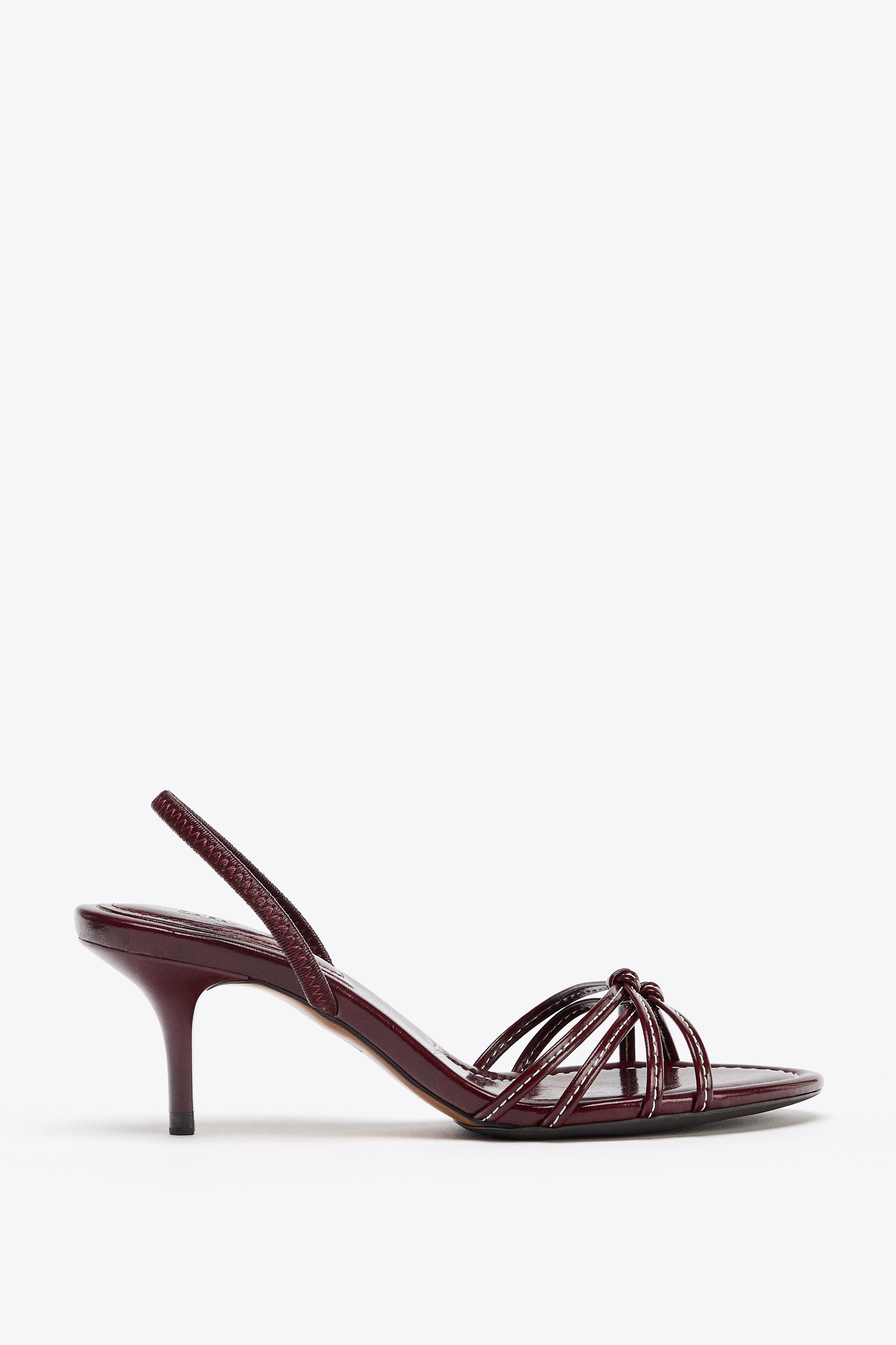 Topstitch Detail Heeled Sandals