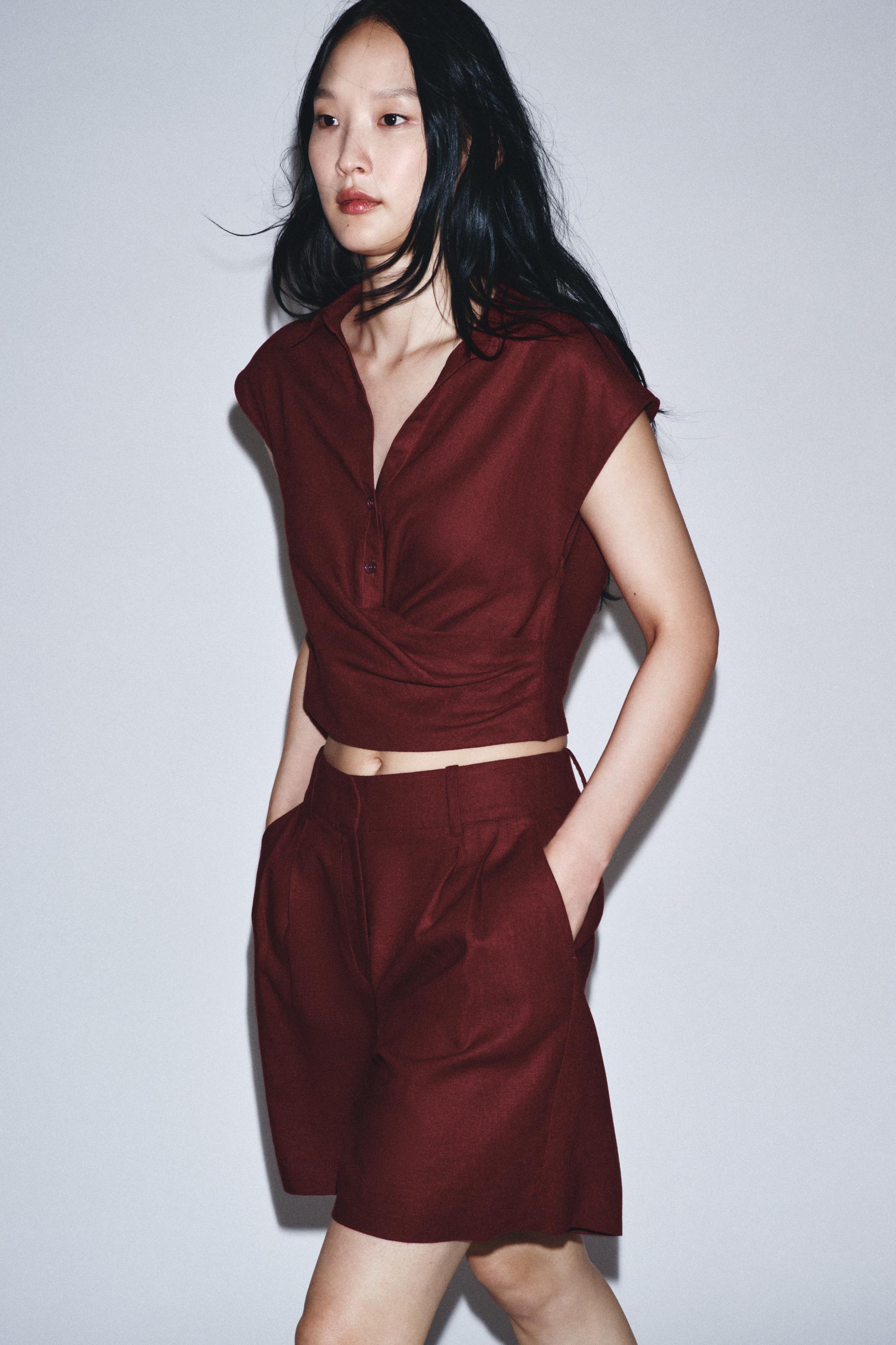 Crossover Linen Blend Top