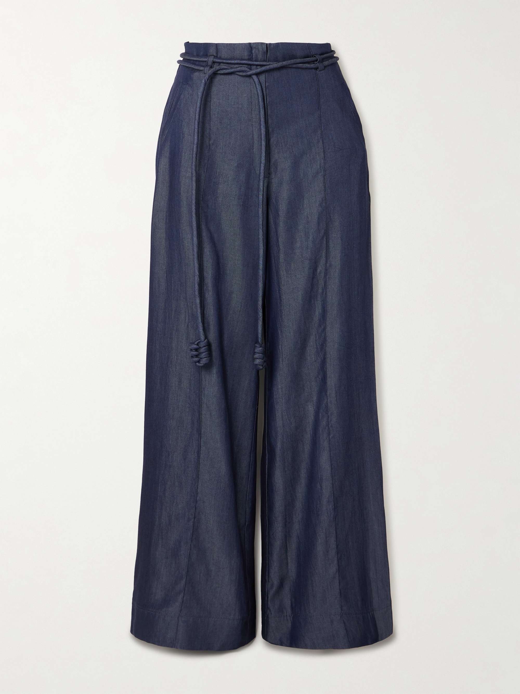 Belted Tencel Wide-Leg Pants