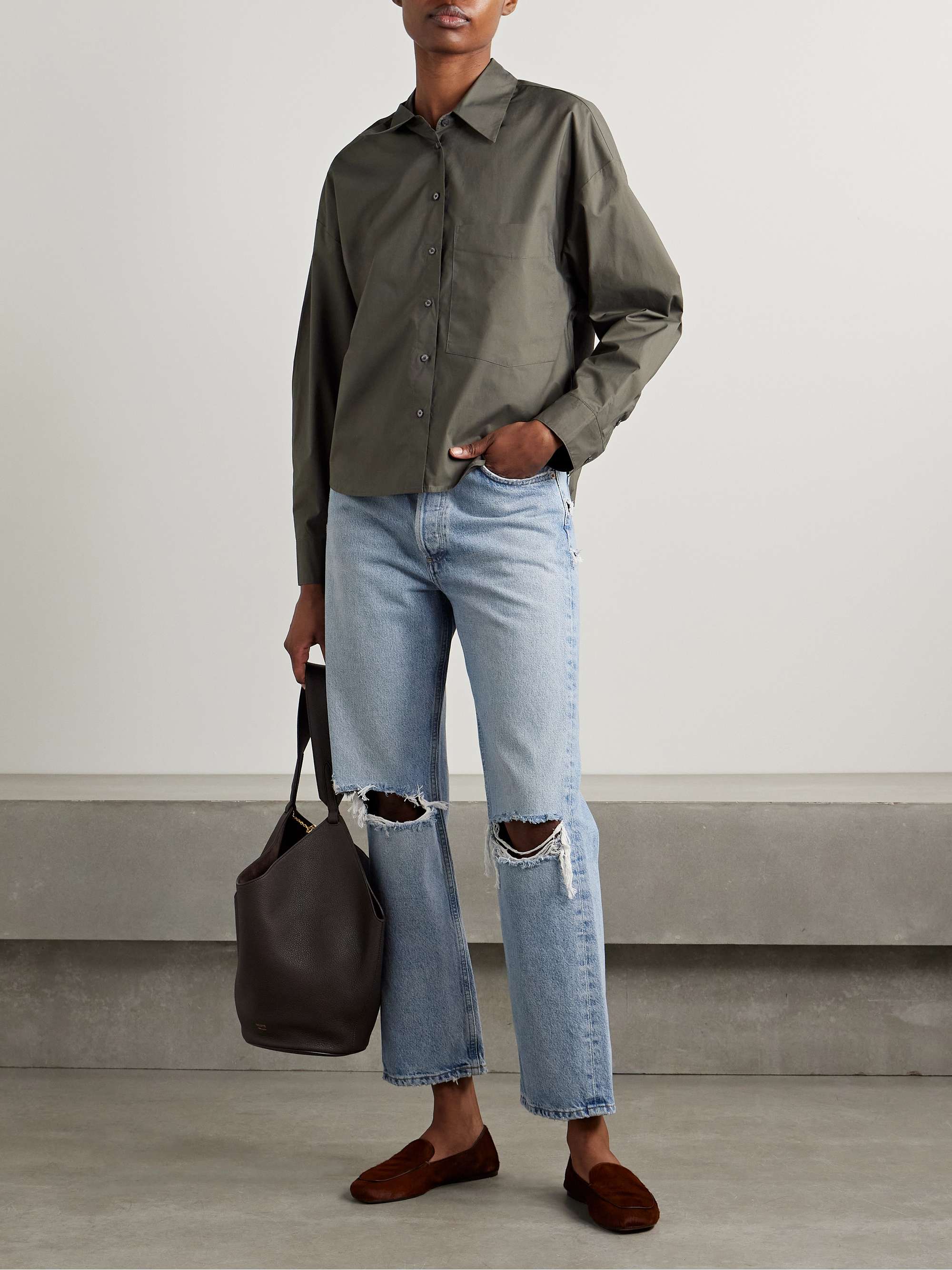 &#039;90s Distressed Mid-Rise Straight-Leg Jeans