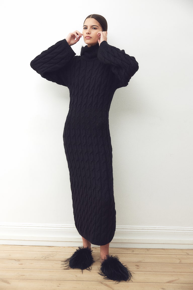 Cable-Knit Midi Dress
