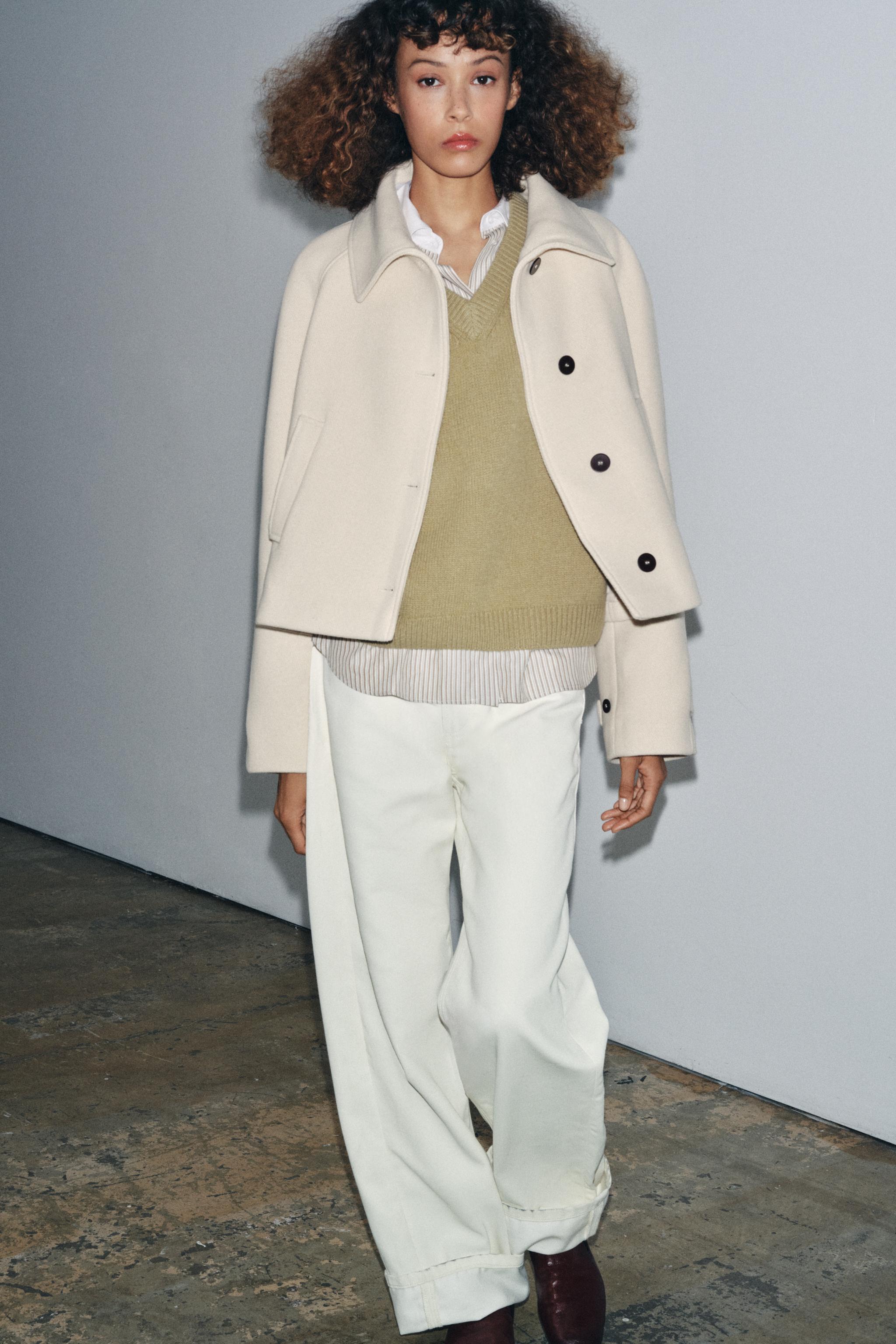 Zw Collection Short Wool Trench Coat