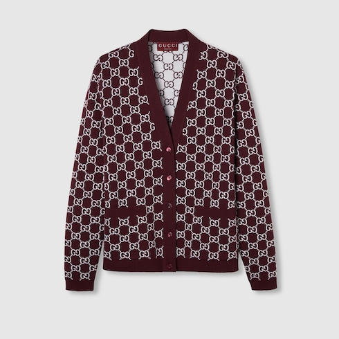 Reversible Gg Wool Jacquard Cardigan