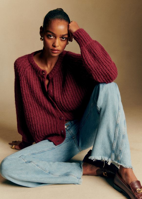 Emile Cardigan - Burgundy - Alpaca - S&amp;eacute;zane