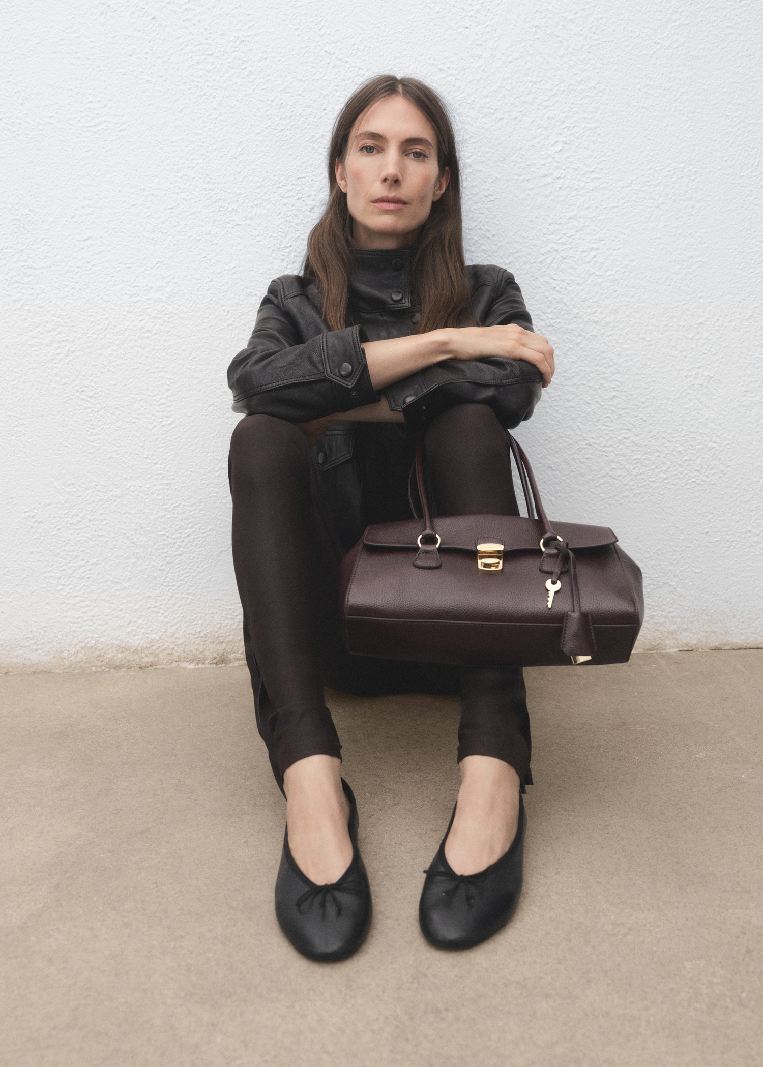 Leather Ballet Flats With Bow - Women | Mango United Kingdom