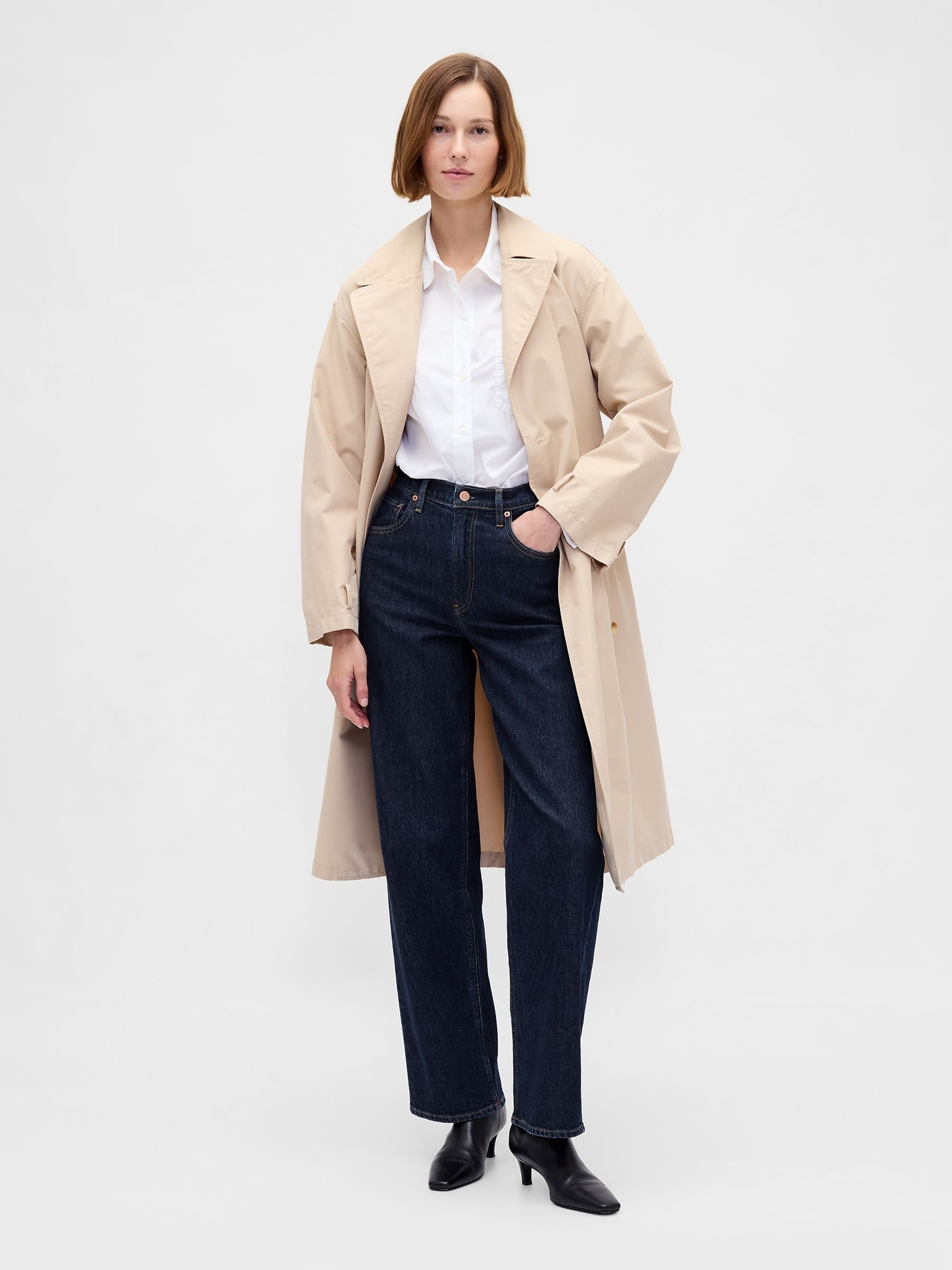 Dark Blue High Waisted &#039;90s Loose Jeans