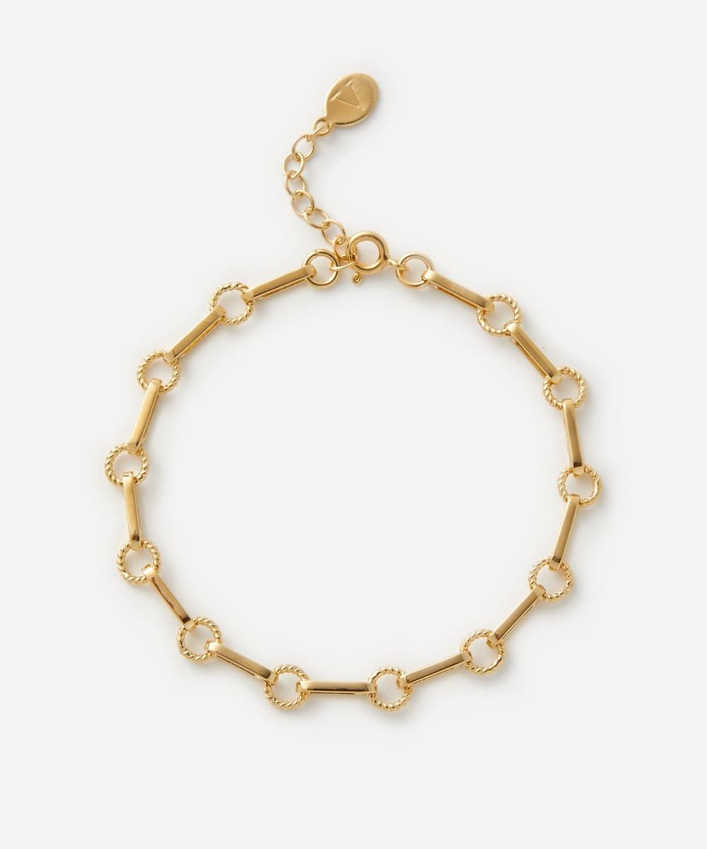 18ct Gold-Plated Vermeil Silver Twisted Link Vintage Chain Bracelet