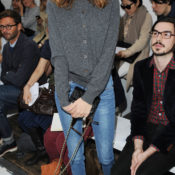 Blue skinny jeans are back.